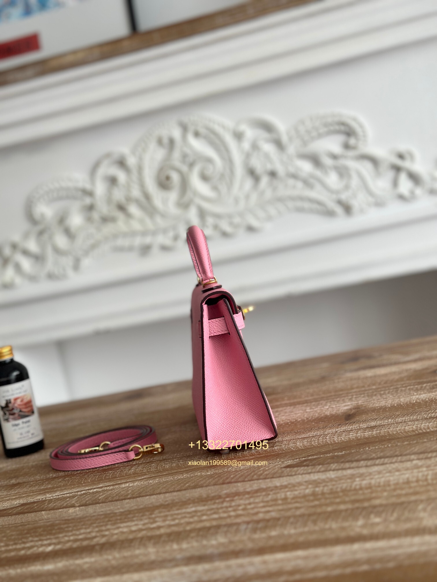 Hermès Epsom Leather Mini Kelly II in Cherry Blossom Pink Purely Handcrafted with Waxed Thread Stitching, High-End Customization