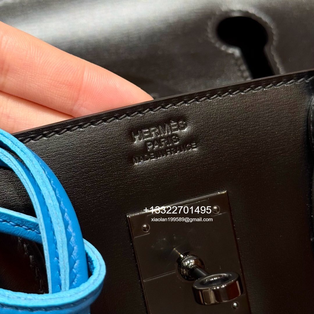 Hermes Birkin Black Box Leather