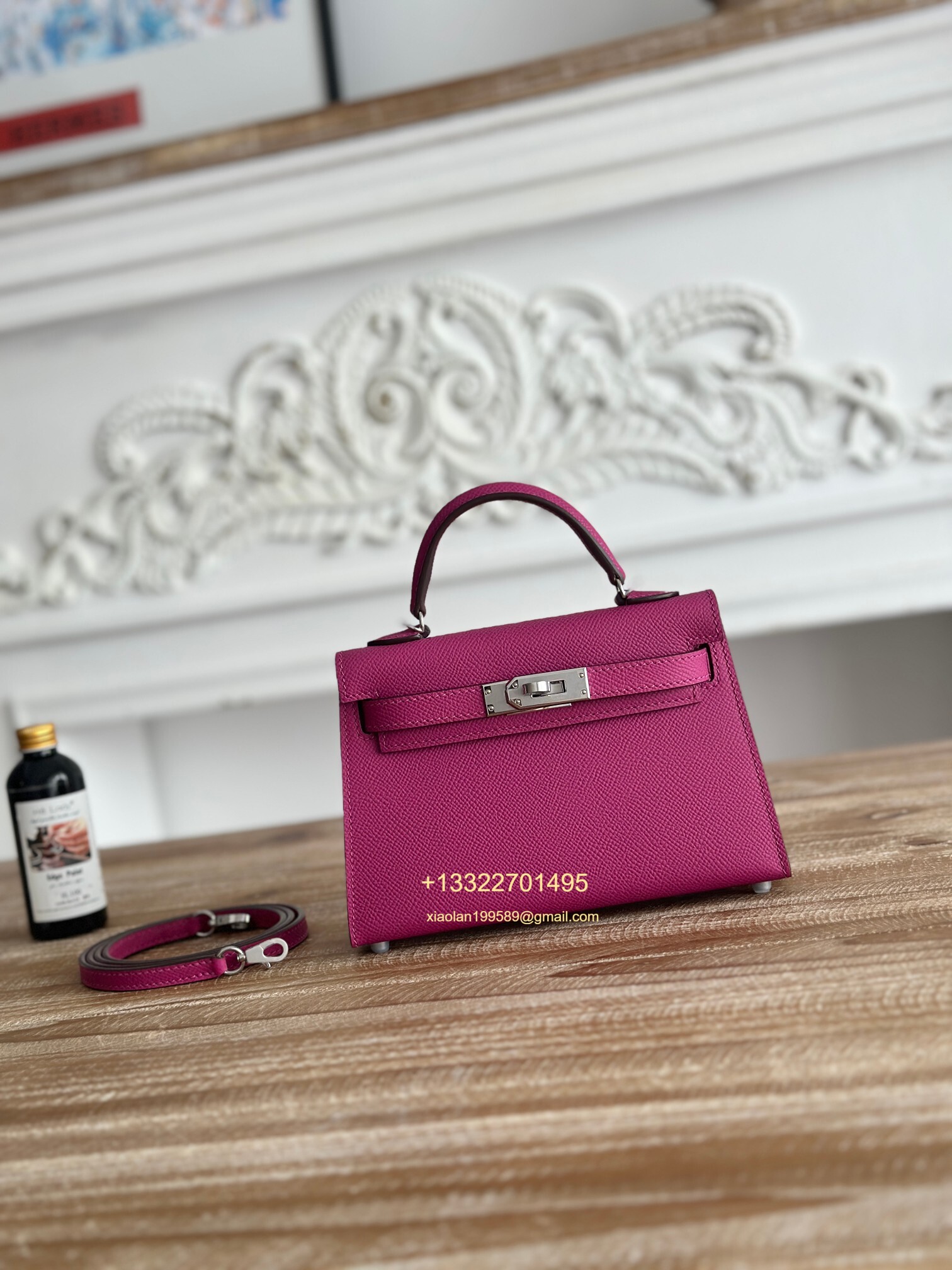 Hermès Epsom Leather Mini Kelly II in Rose Violet Purely Handcrafted with Waxed Thread Stitching, High-End Customization