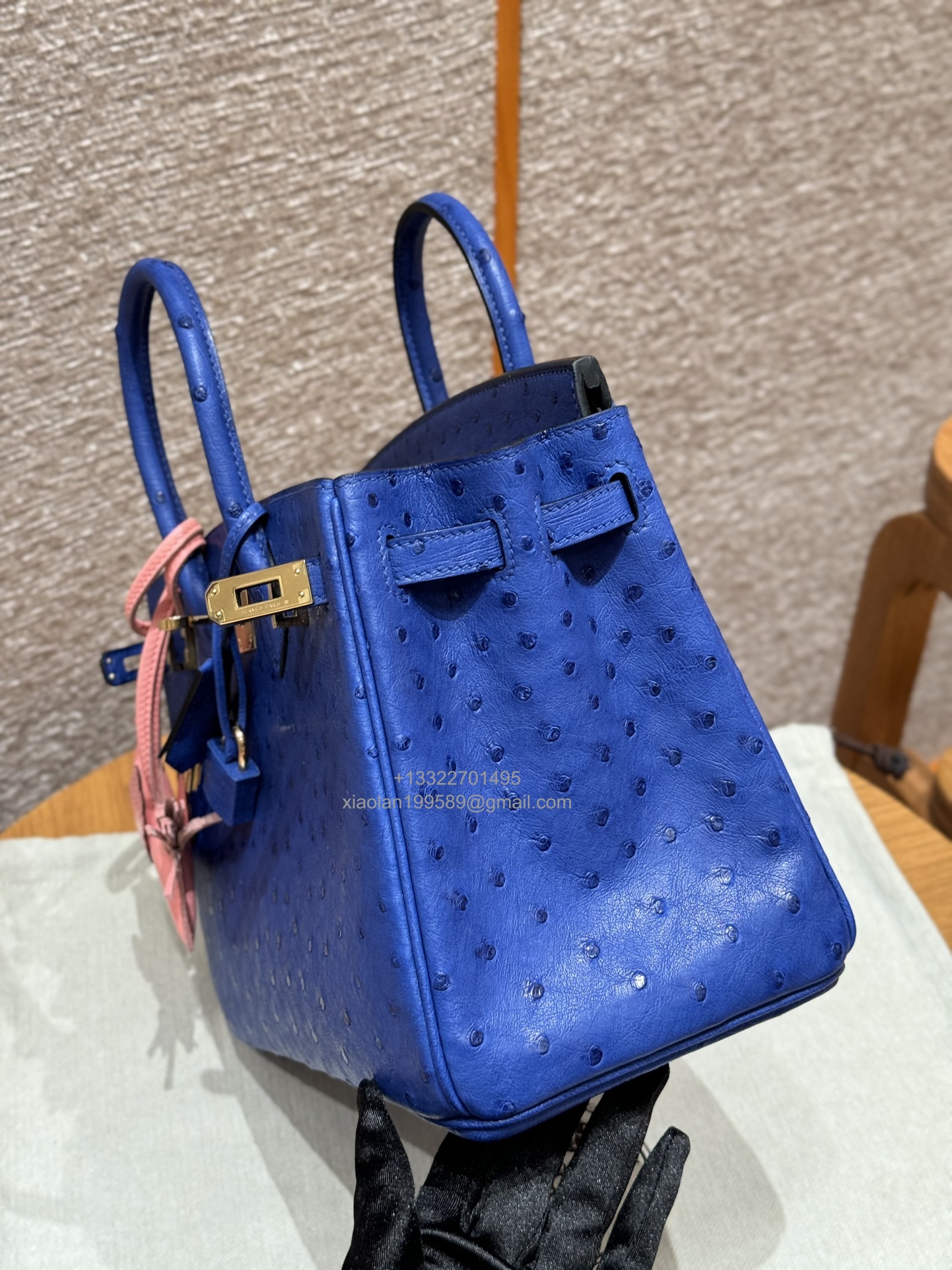 Birkin 25/30/35cm South African KK Ostrich Leather, Premium Fully Handcrafted Exclusive Custom –Bleuet