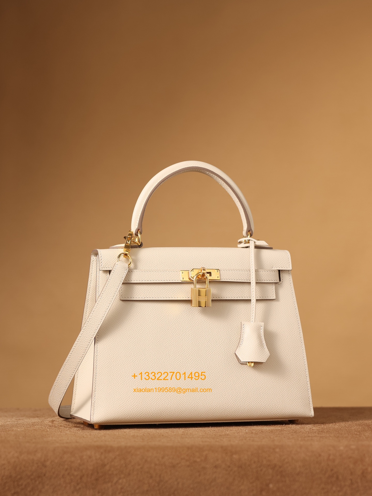 Hermès Kelly Handbag in Milky White Epsom Cowhide Leather, Purely Handcrafted, High-End Customization Edition