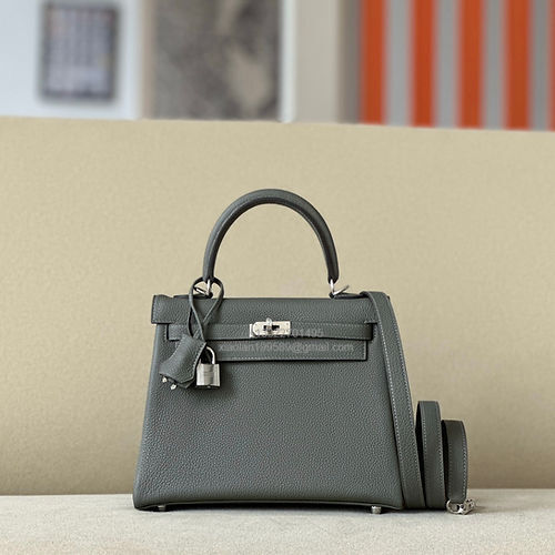 Hermès Kelly 25/28/32cm, Premium Handcrafted Customization in Original Togo Leather – Gris Nuage