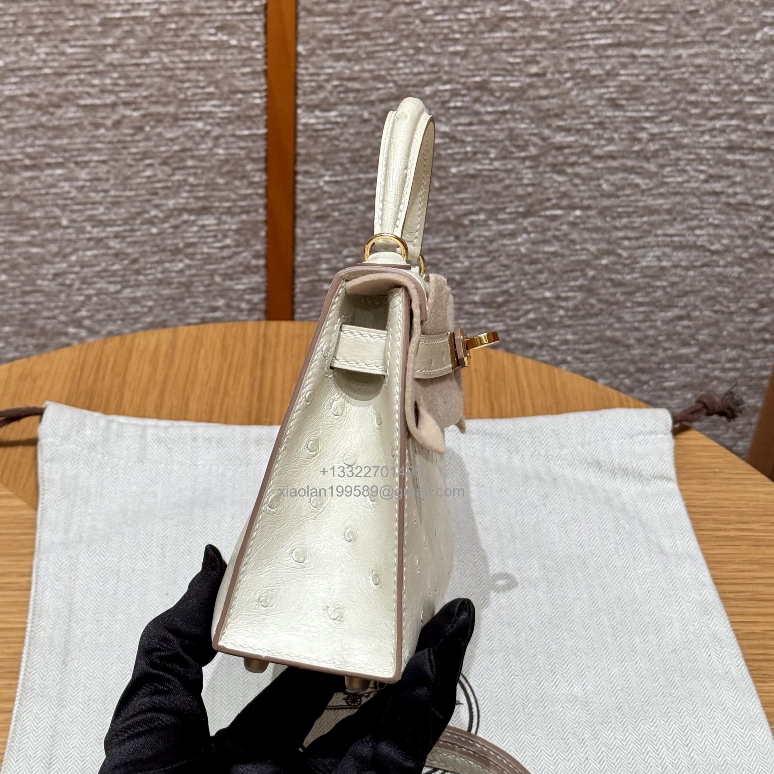 Hermès Mini Kelly Sellier II 20 in Ostrich Leather Beton