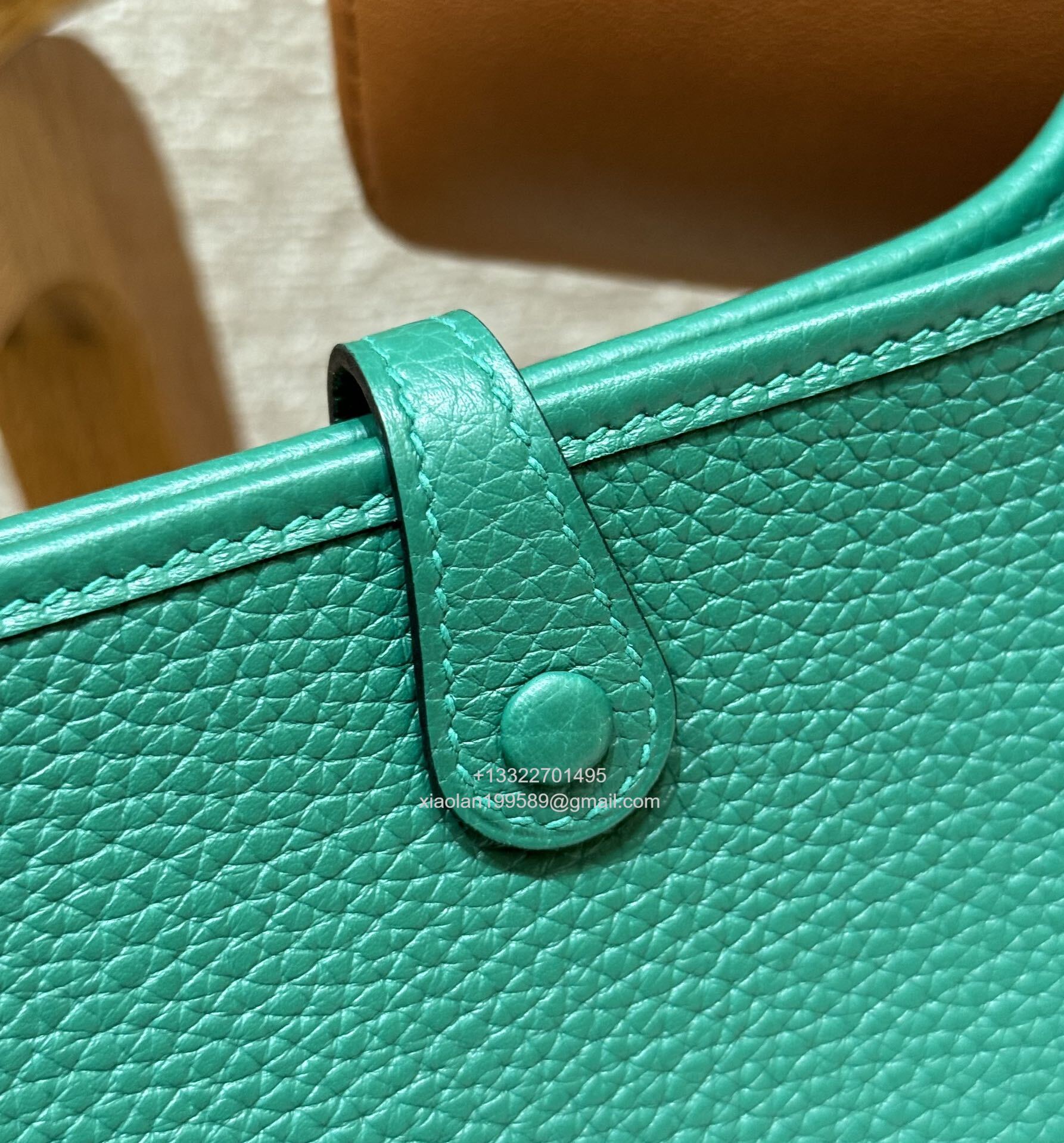 Hermès Evelyne mini Bag in Clemence Leather, Premium Handcrafted Customization-Vert vertigo