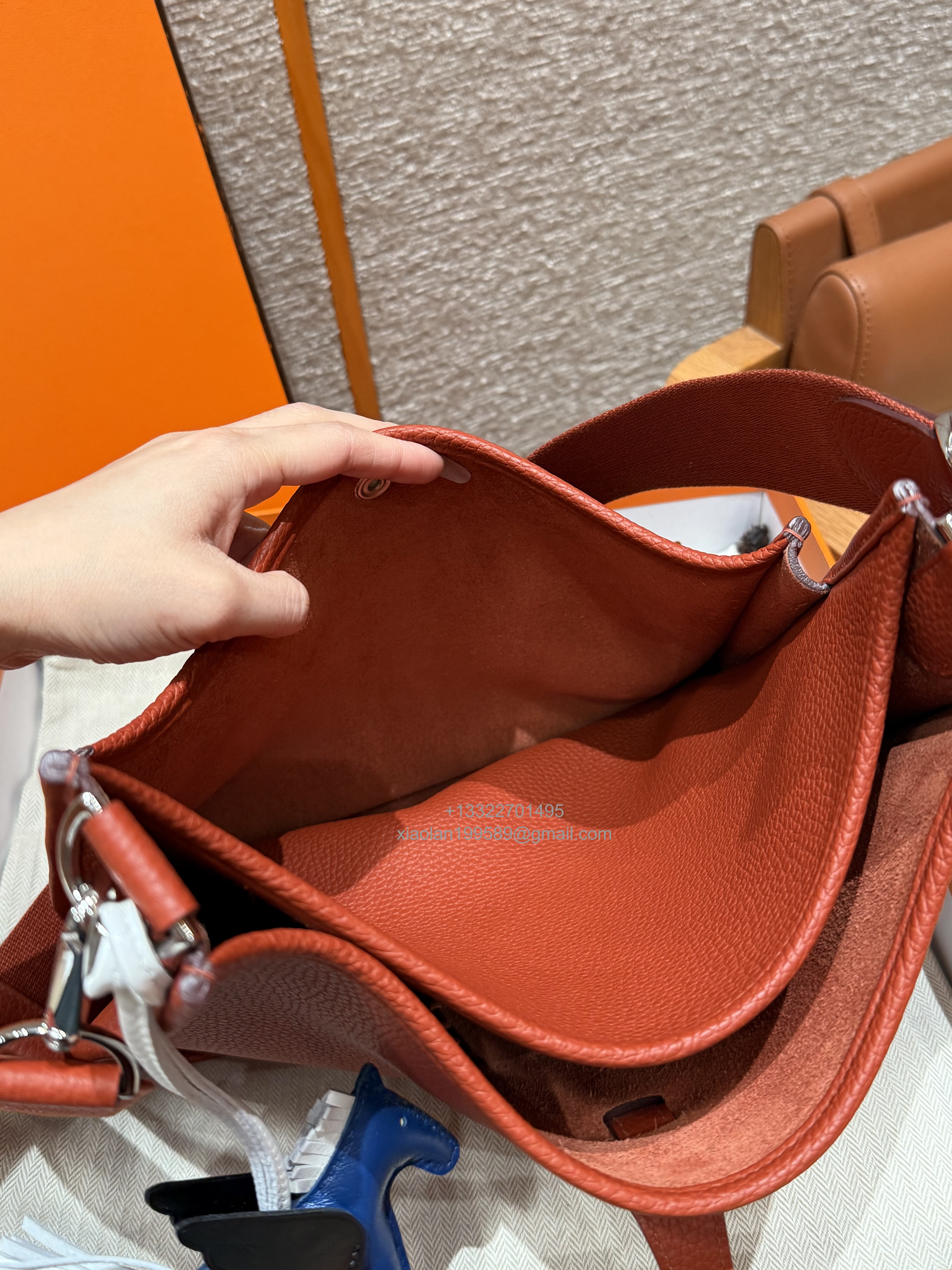 Hermès Evelyne Bag in Clemence Leather, Premium Handcrafted Customization – Cuivre.