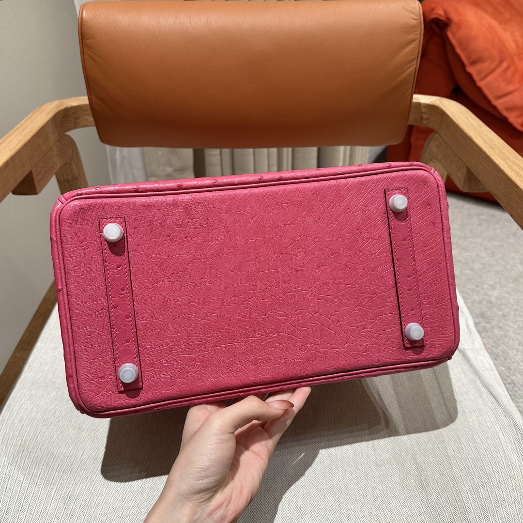 Birkin 25/30/35cm South African KK Ostrich Leather, Premium Fully Handcrafted Exclusive Custom –5J/Fuschia