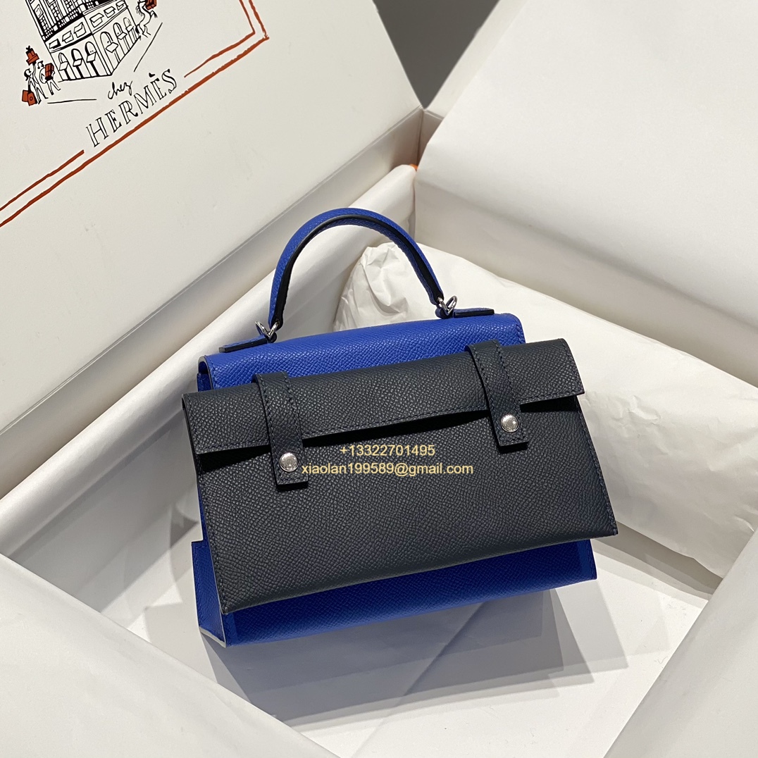 Hermès Kelly Doll Quelle Idole Picto Bag, Limited Edition in Electric Blue.