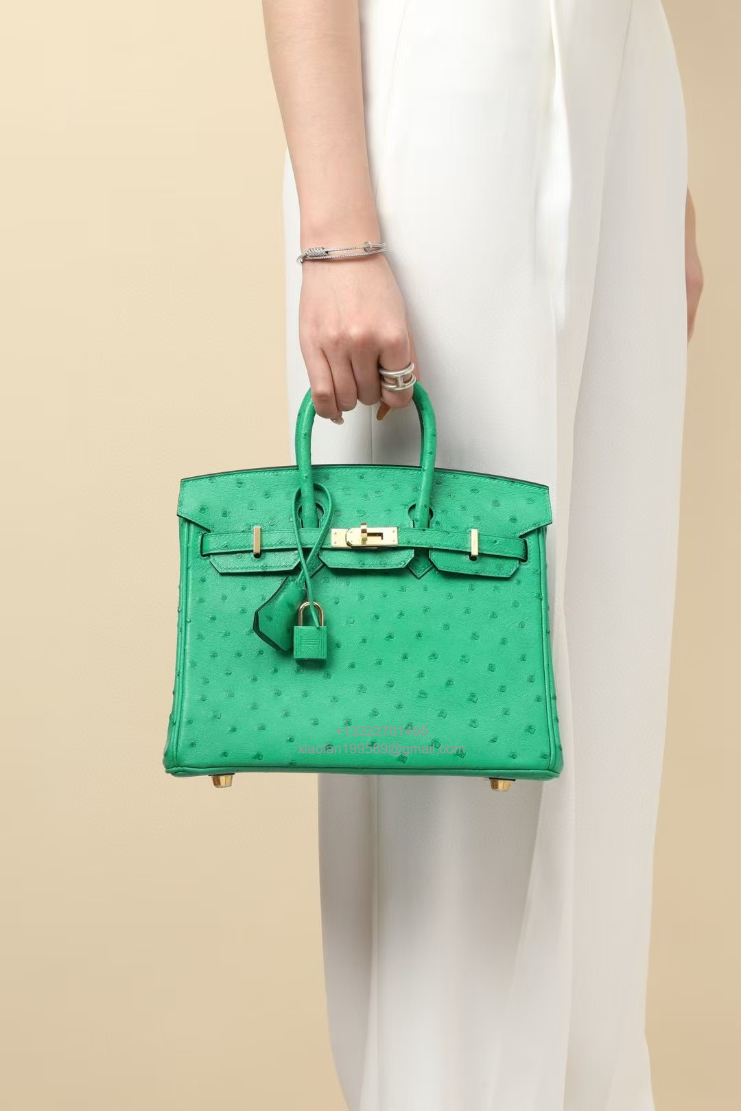 Birkin 25/30/35cm South African KK Ostrich Leather, Premium Fully Handcrafted Exclusive Custom –Bleuet