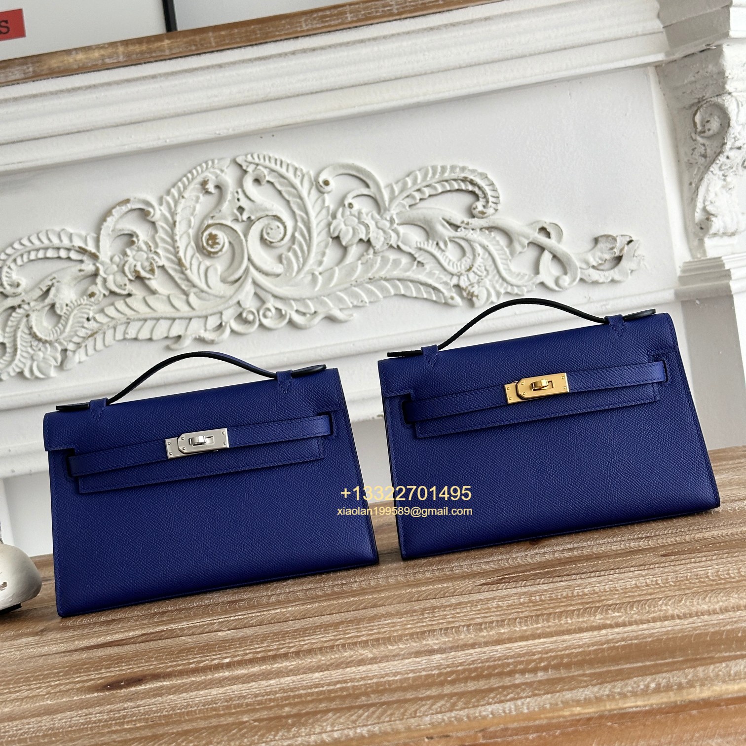 Hermès Mini Pochette Kelly in Electric Blue Made from the most classic Epsom Leather, Imported Purely Handcrafted with Waxed Thread Stitching, High-End Customization