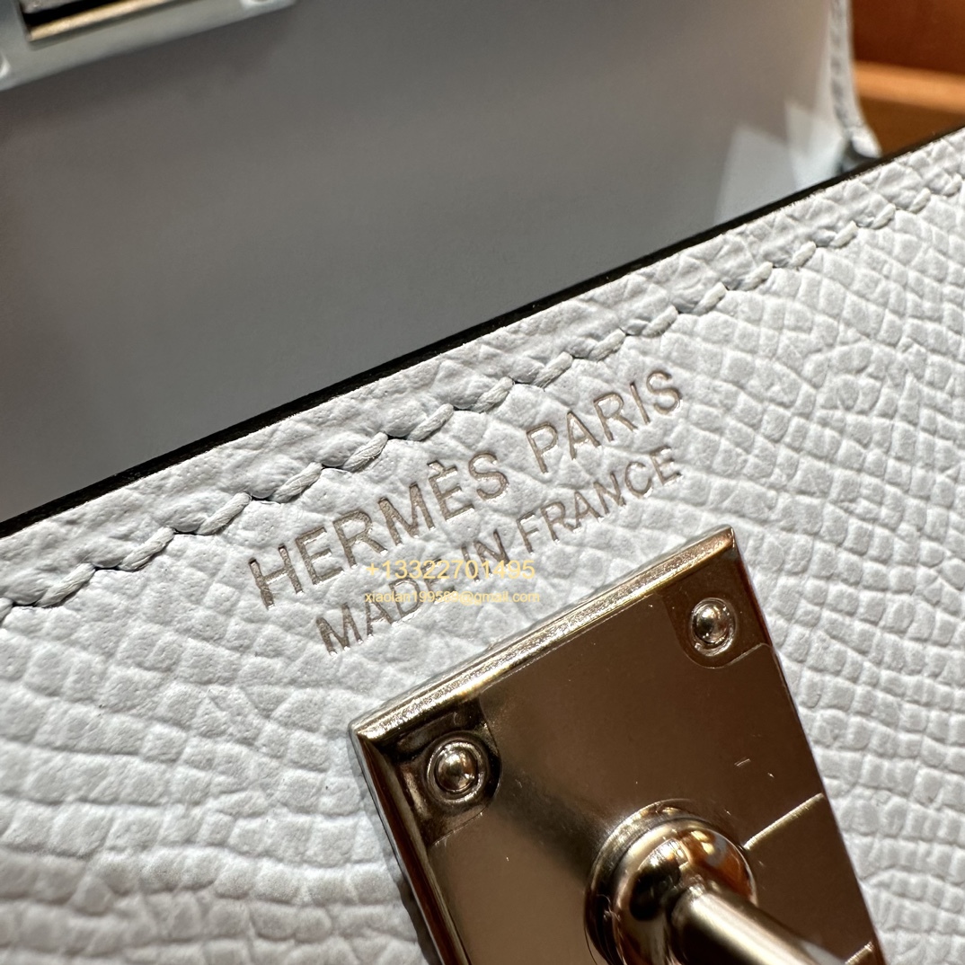 Hermès Mini Kelly II Handbag in Misty Blue Made from Epsom Cowhide Leather, Purely Handcrafted, High-End Customization Edition