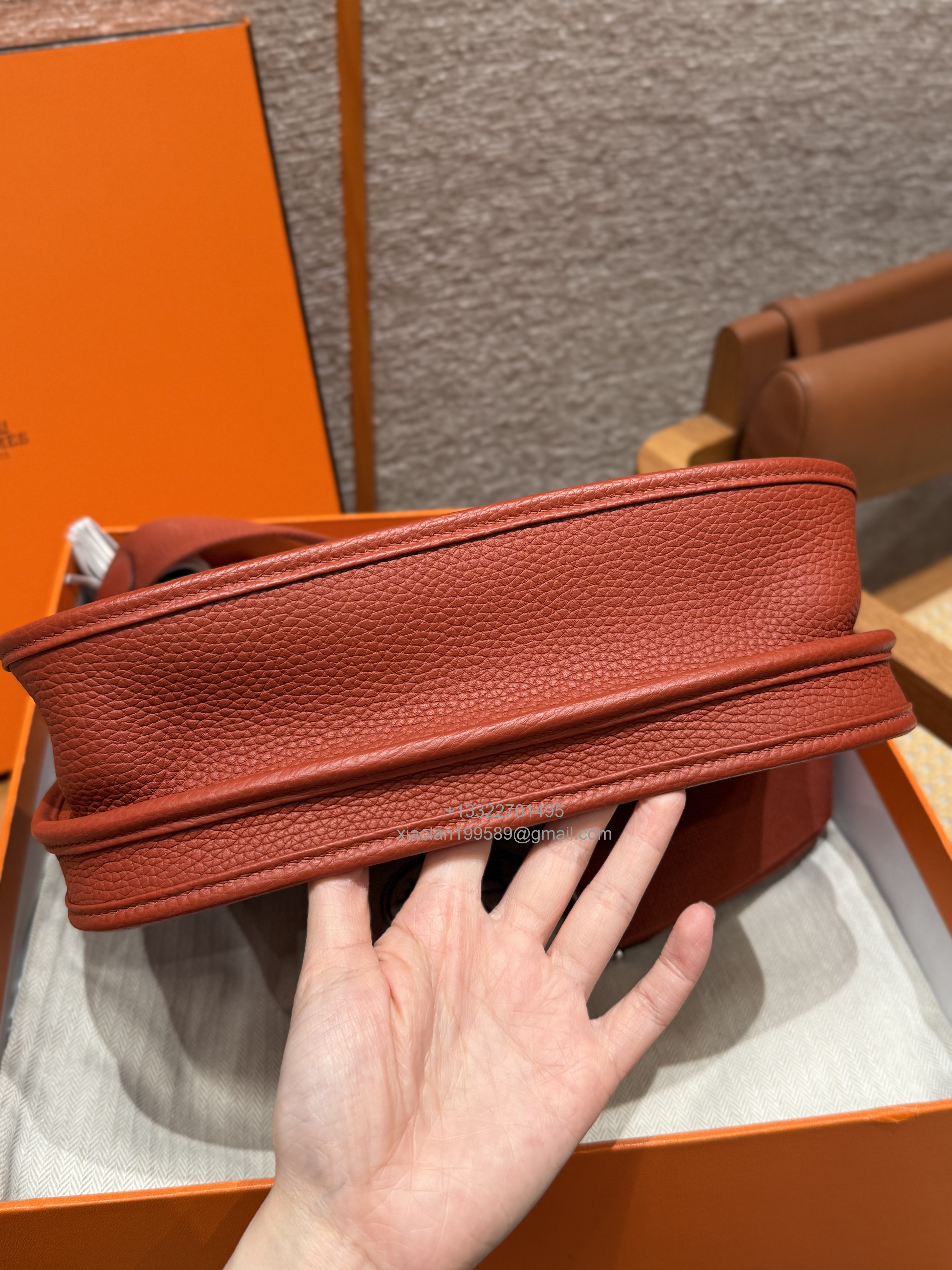 Hermès Evelyne Bag in Clemence Leather, Premium Handcrafted Customization – Cuivre.