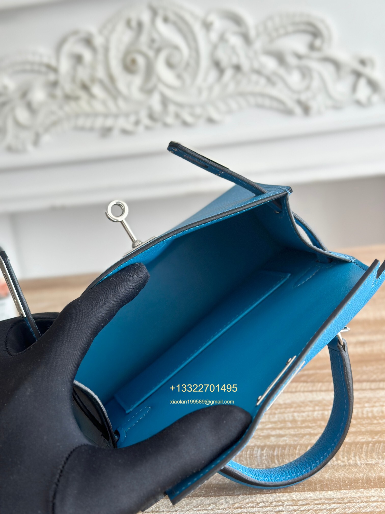 Hermès Epsom Leather Mini Kelly II in Tanzanian Blue Purely Handcrafted with Waxed Thread Stitching, High-End Customization