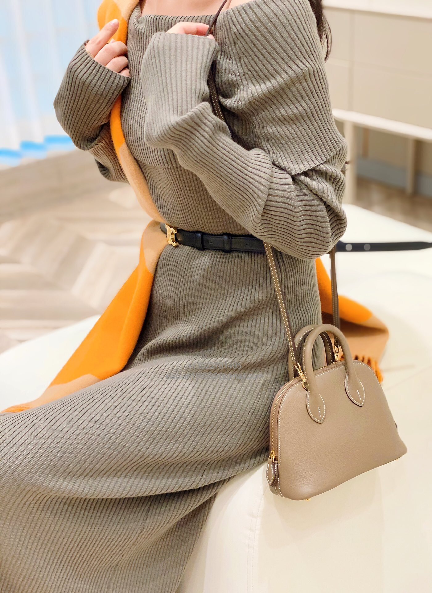 Hermès Bolide 25/27/31CM in epsom Leather, Fully Handmade, Color:Elephant Grey