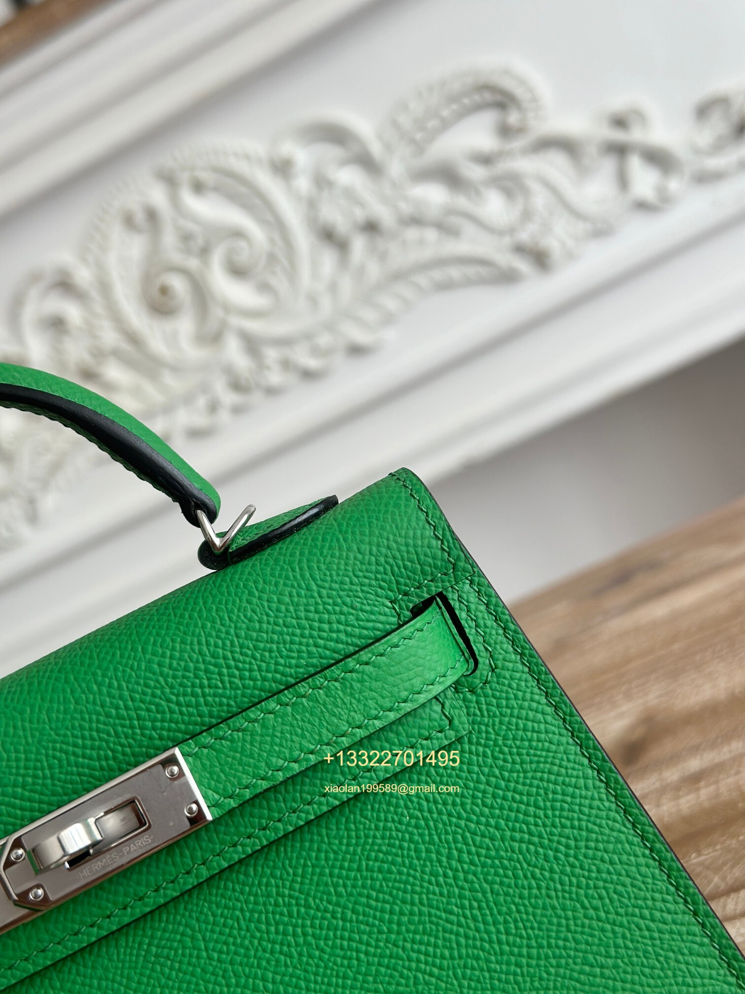 Hermès Epsom Leather Mini Kelly II in Bamboo Green Purely Handcrafted with Waxed Thread Stitching, High-End Customization