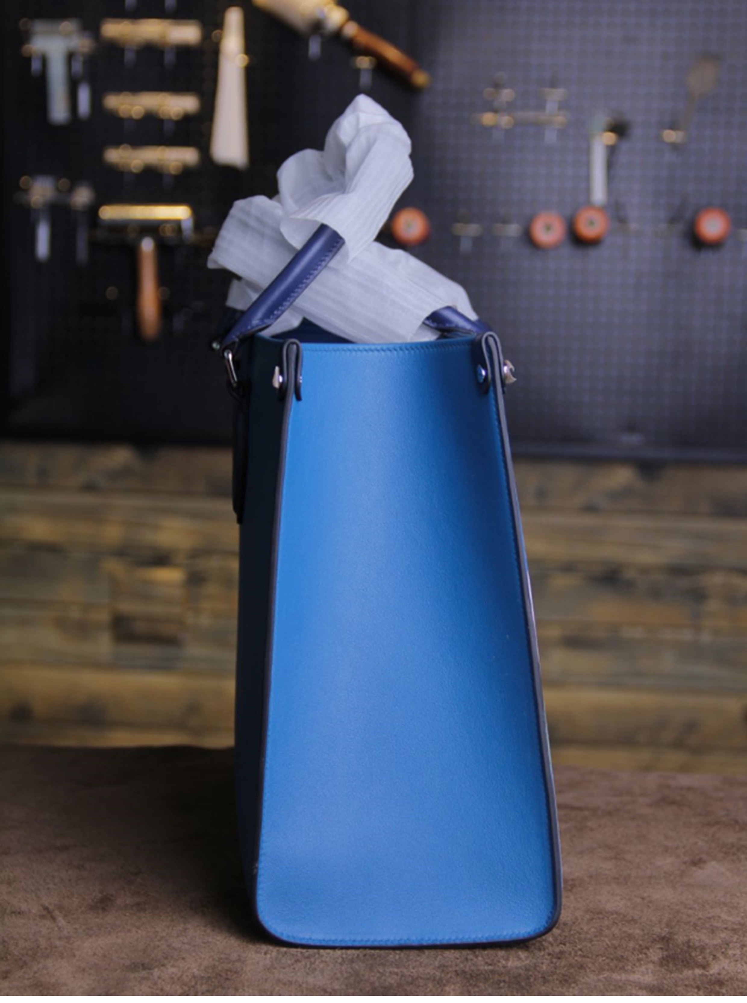 Handcrafted Custom DIY Painted Women's Leather Tote Bag