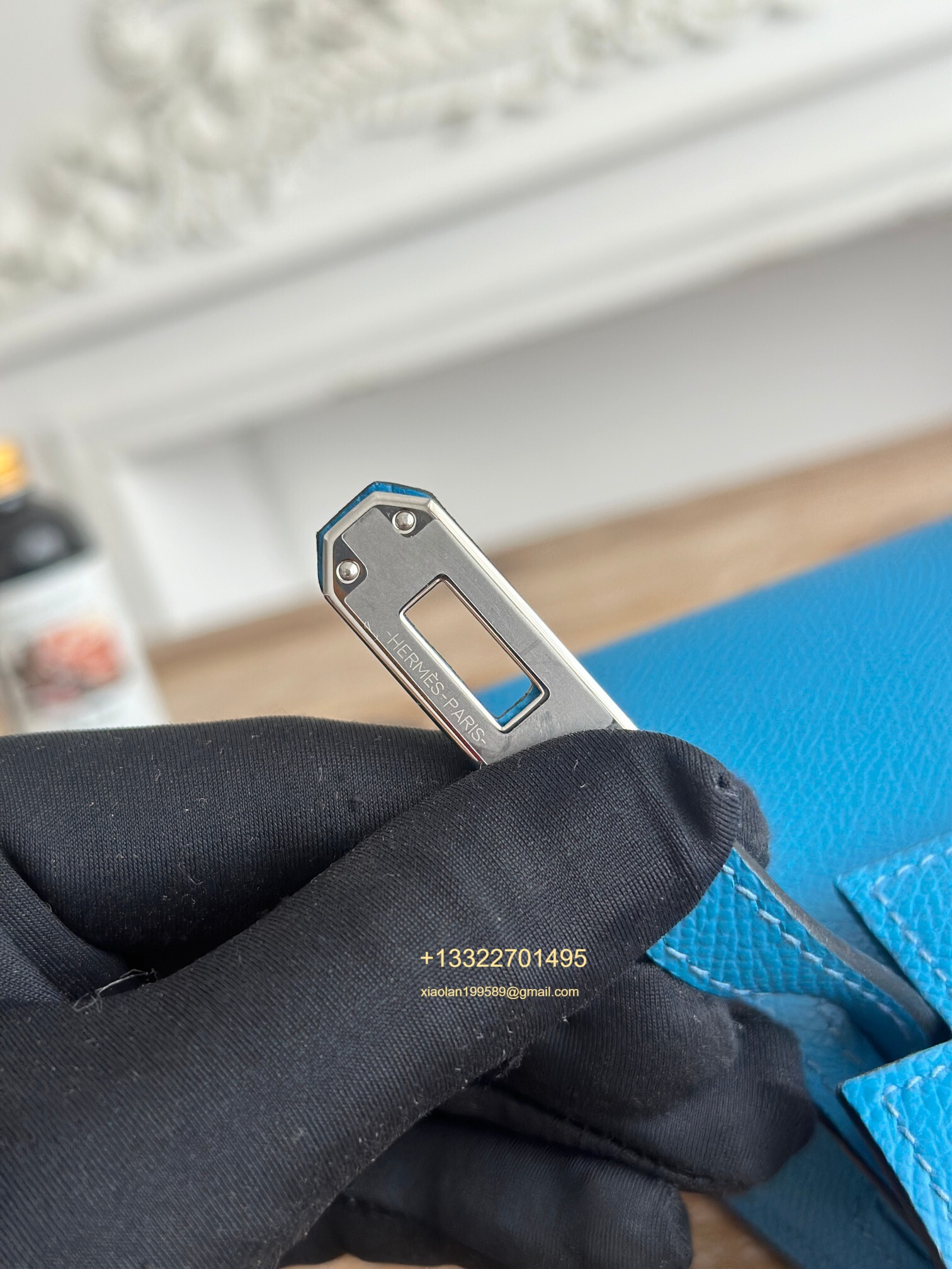 Hermès Epsom Leather Mini Kelly II in Tanzanian Blue Purely Handcrafted with Waxed Thread Stitching, High-End Customization