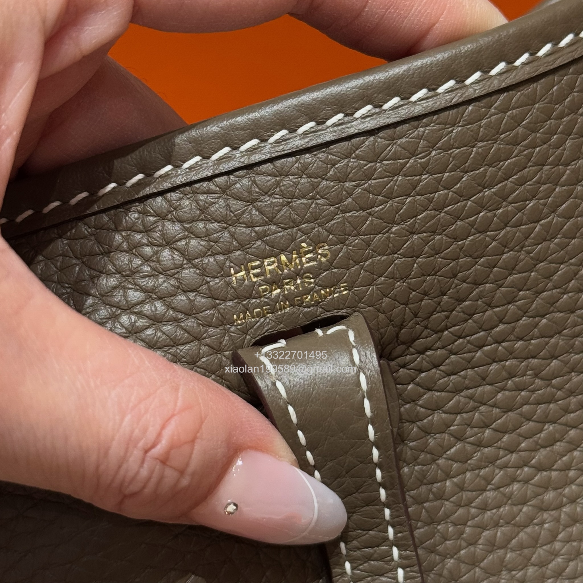 Hermès Evelyne mini Bag in Clemence Leather, Premium Handcrafted Customization-Elephant Grey