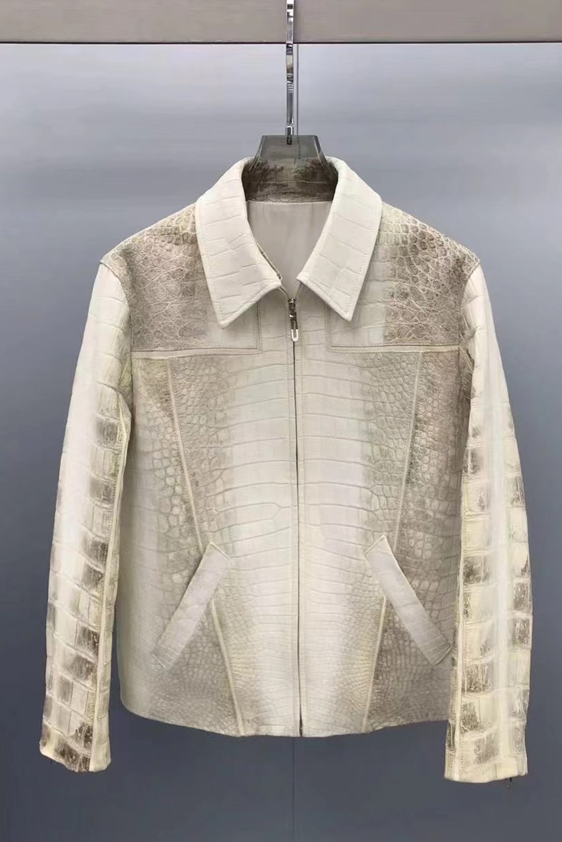 Handcrafted Luxury Private Customization High-Quality Crocodile Leather Jacket