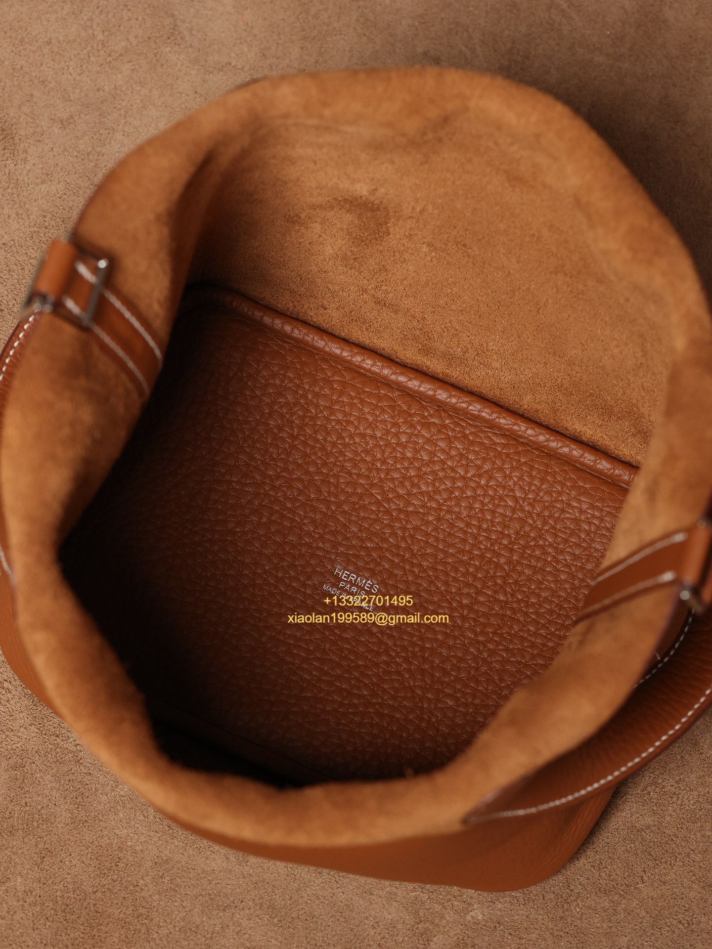 Hermès Picotin 18/22 in Clemence Leather, Hand-stitched with Beeswax Thread, High-end Customization - Gold Brown.