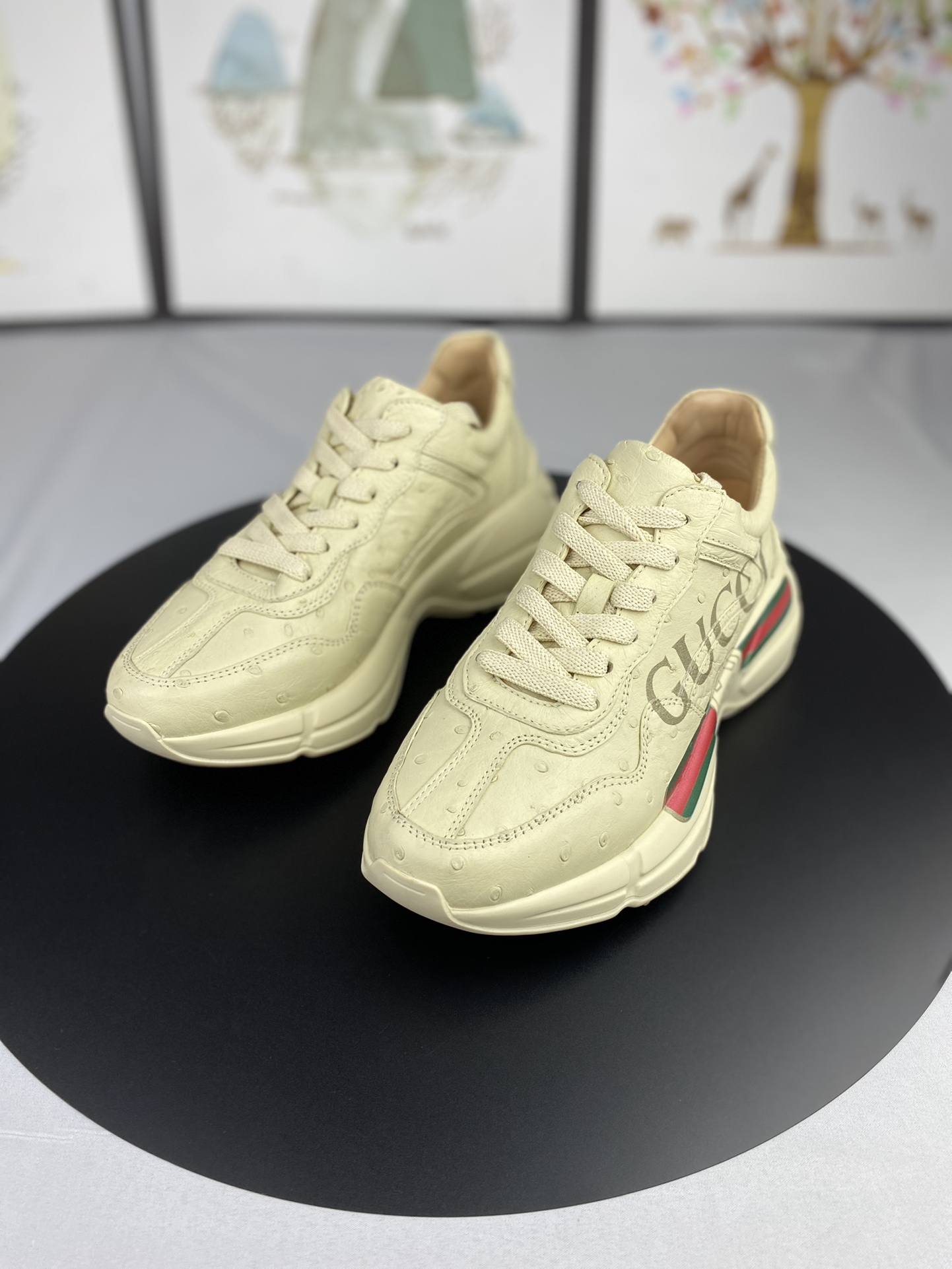 Handcrafted Luxury Private Customization High-Quality Ostrich Leather Sneakers