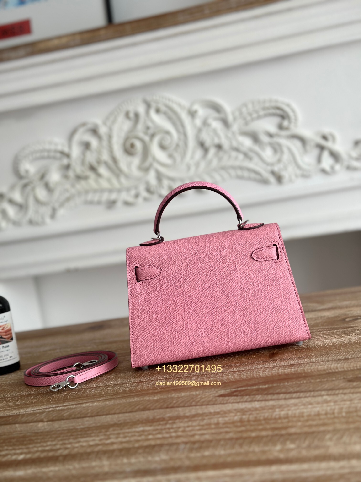 Hermès Epsom Leather Mini Kelly II in Cherry Blossom Pink Purely Handcrafted with Waxed Thread Stitching, High-End Customization