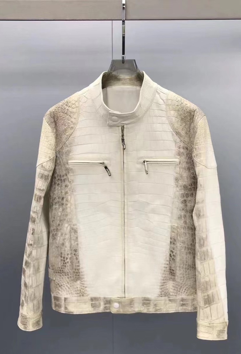 Handcrafted Luxury Private Customization High-Quality Crocodile Leather Jacket