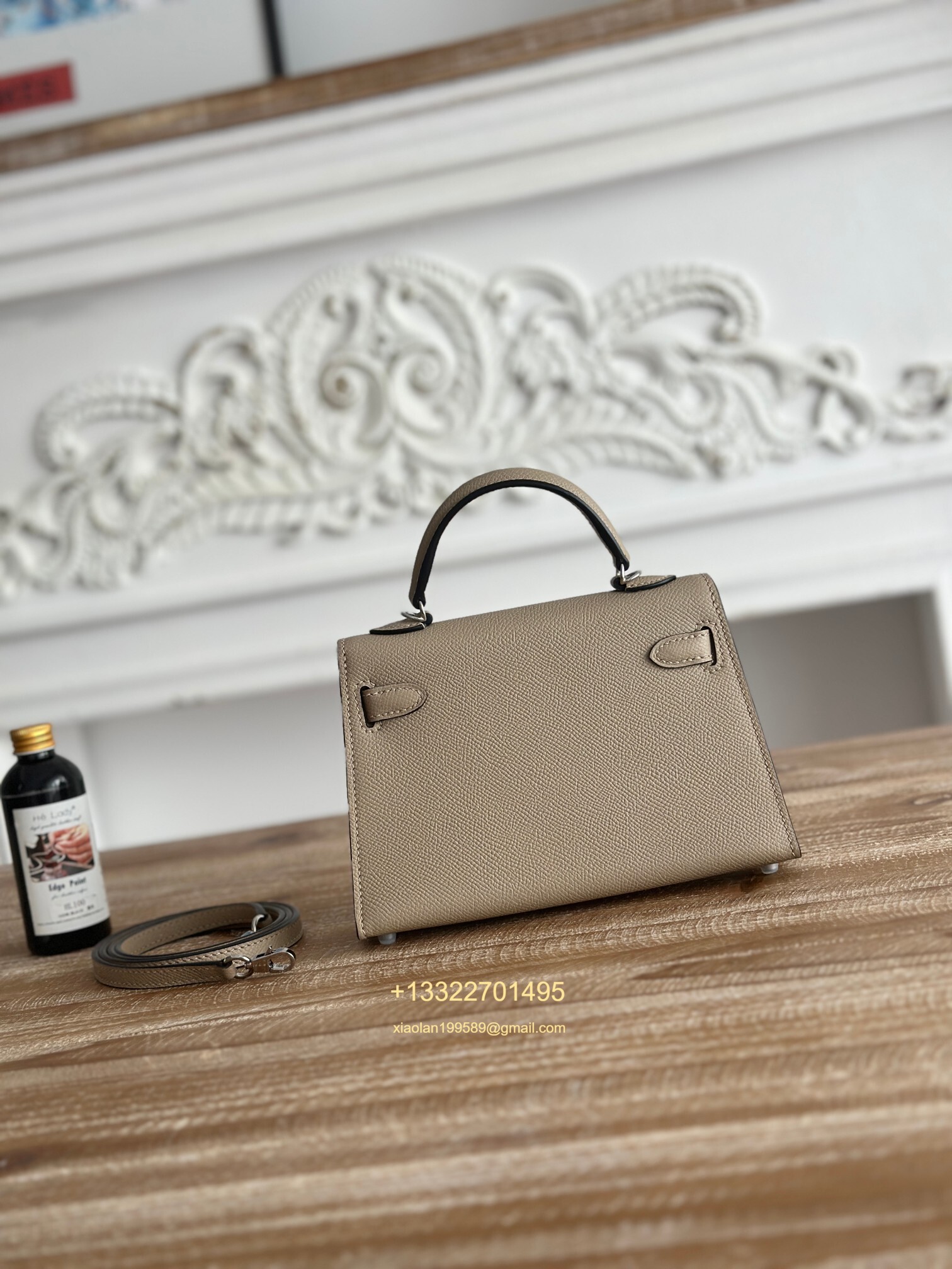 Hermès Epsom Leather Mini Kelly II in Asphalt Gray Purely Handcrafted with Waxed Thread Stitching, High-End Customization