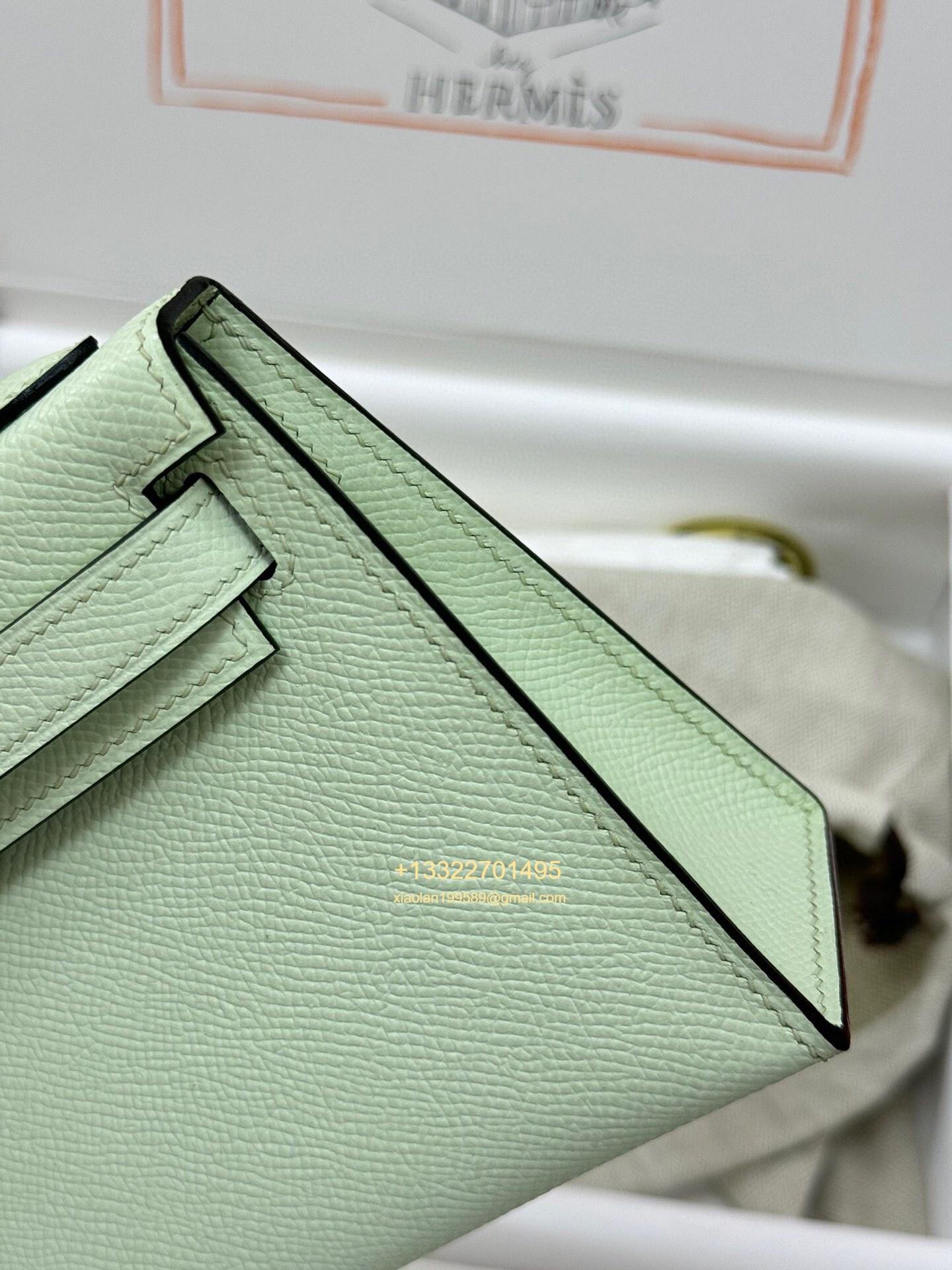 Hermès Mini Kelly II Handbag in Bubble Green Made from Epsom Cowhide Leather, Purely Handcrafted, High-End Customization Edition
