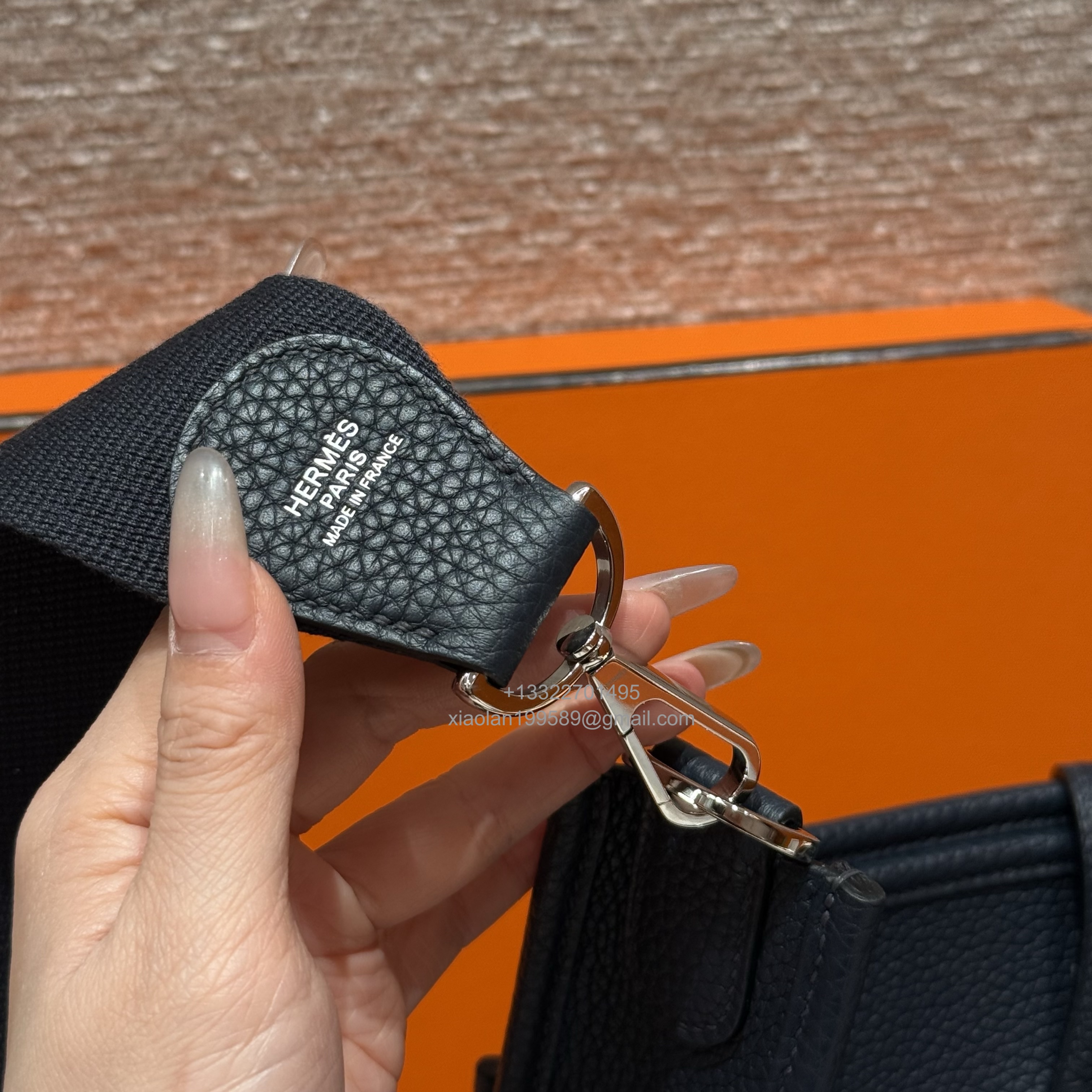 Hermès Evelyne Bag in Clemence Leather, Premium Handcrafted Customization – Midnight Blue.