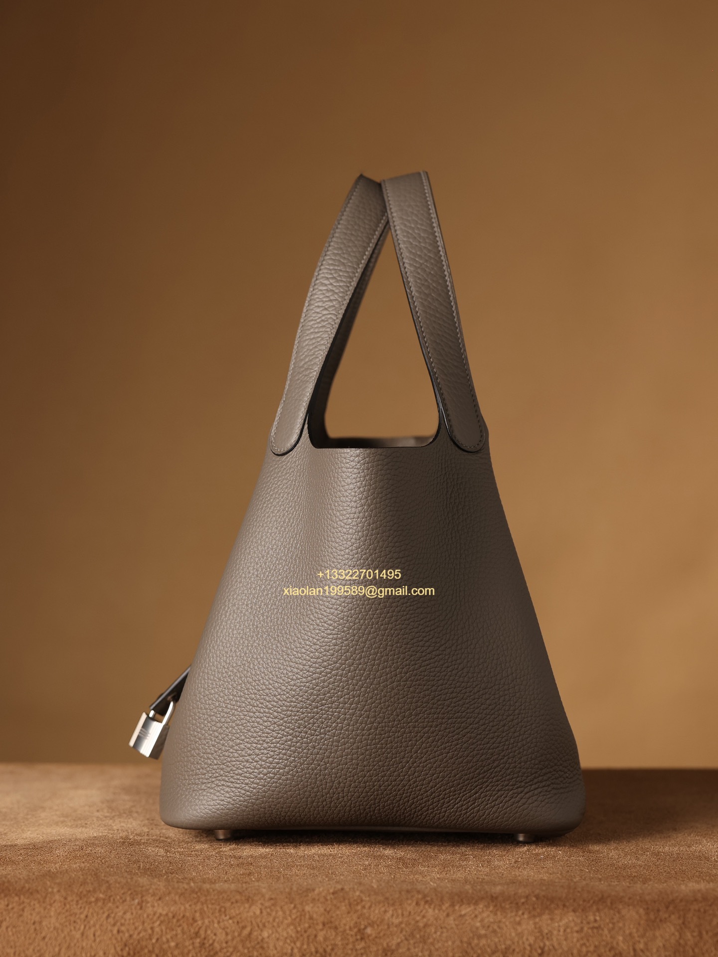 Hermès Picotin 18/22 in Clemence Leather, Hand-stitched with Beeswax Thread, High-end Customization - Etain Gray.