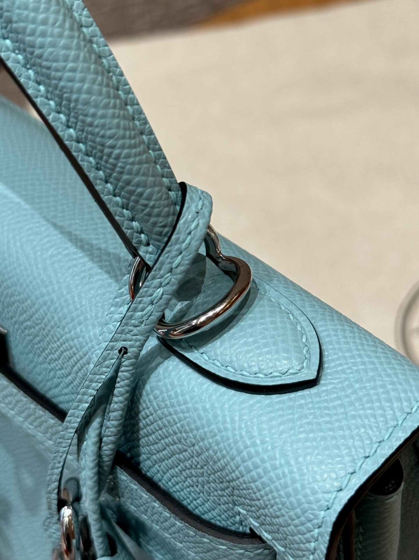 Hermès Kelly Handbag in Blue atoll Epsom Cowhide Leather, Purely Handcrafted, High-End Customization Edition