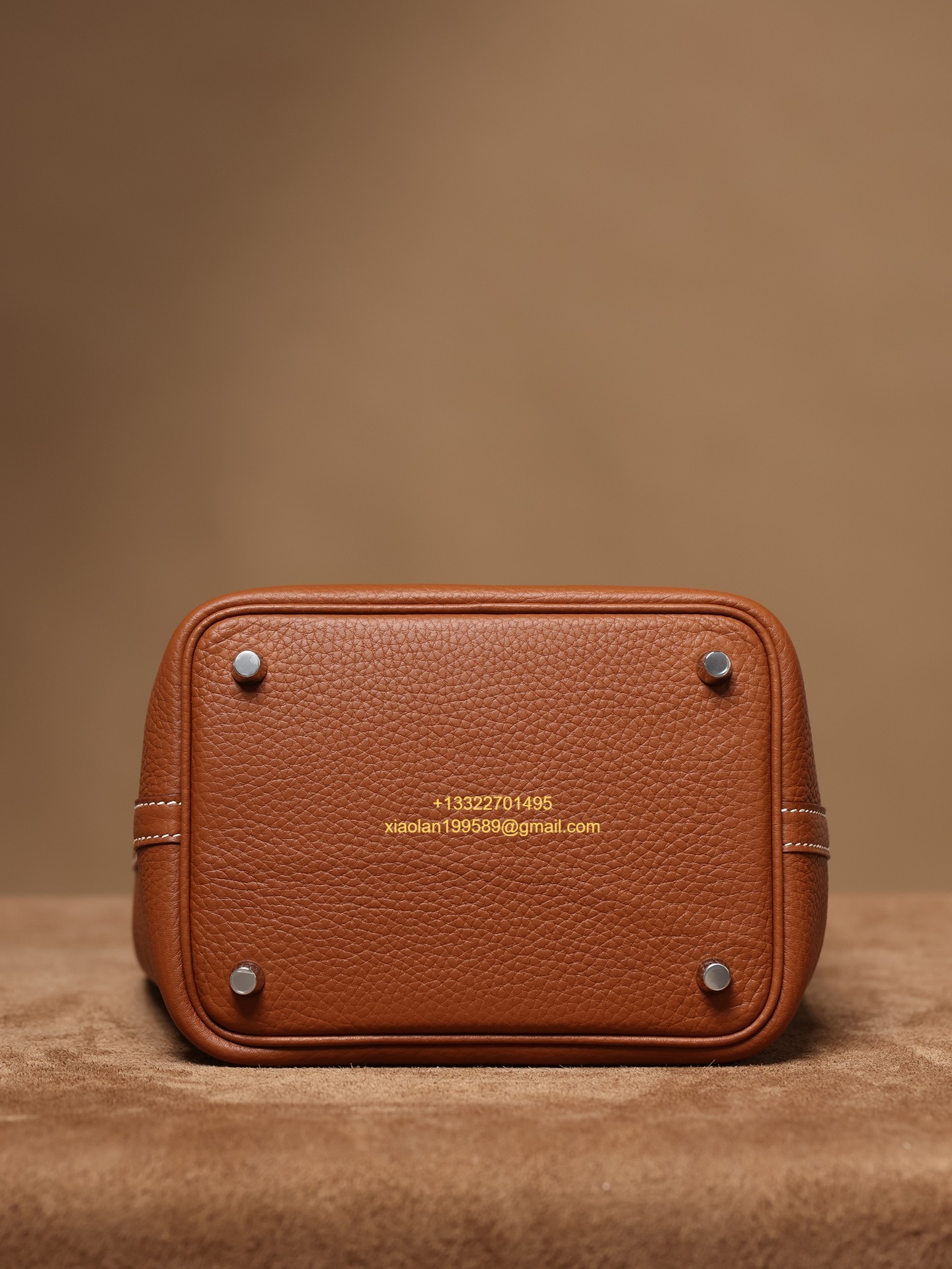 Hermès Picotin 18/22 in Clemence Leather, Hand-stitched with Beeswax Thread, High-end Customization - Gold Brown.