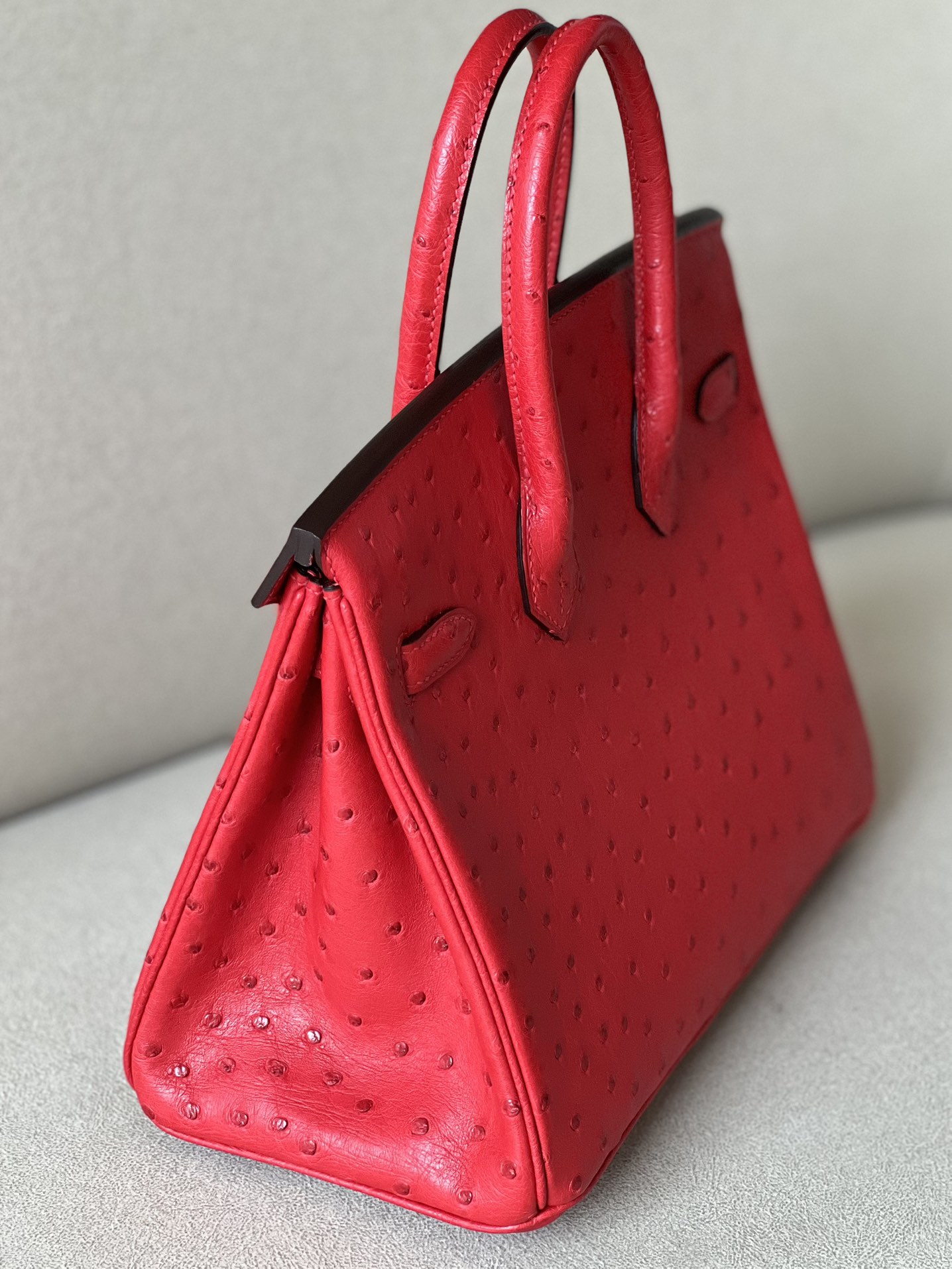 Birkin 25/30/35cm South African KK Ostrich Leather, Premium Fully Handcrafted Exclusive Custom –Ferrari Red