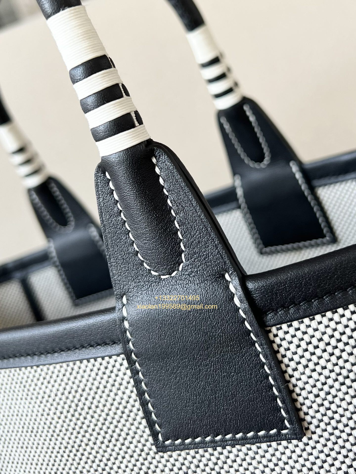 Hermès Steeple 25 Bag in H Canvas and Swift Calfskin – Light Beige / CK89 Black.