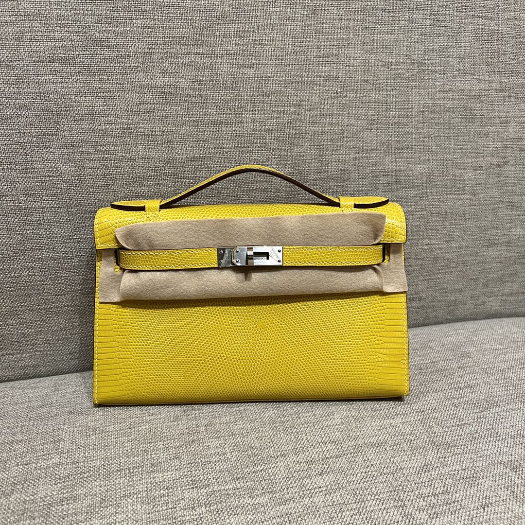 Hermès Mini Kelly Pochette Clutch Bag — Premium handcrafted exclusive custom made with imported South African lizard leather ‼️Yellow