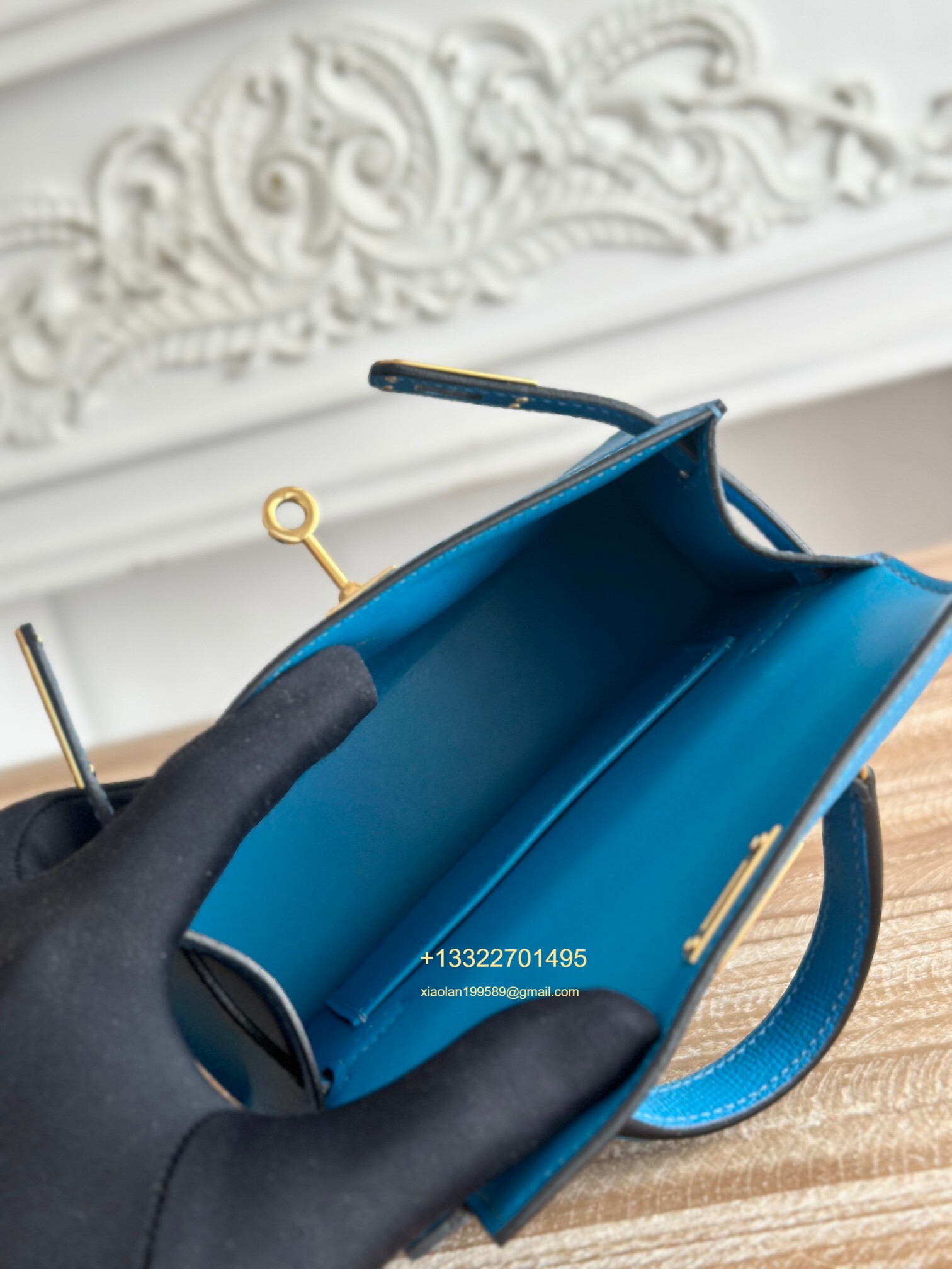 Hermès Epsom Leather Mini Kelly II in Tanzanian Blue Purely Handcrafted with Waxed Thread Stitching, High-End Customization