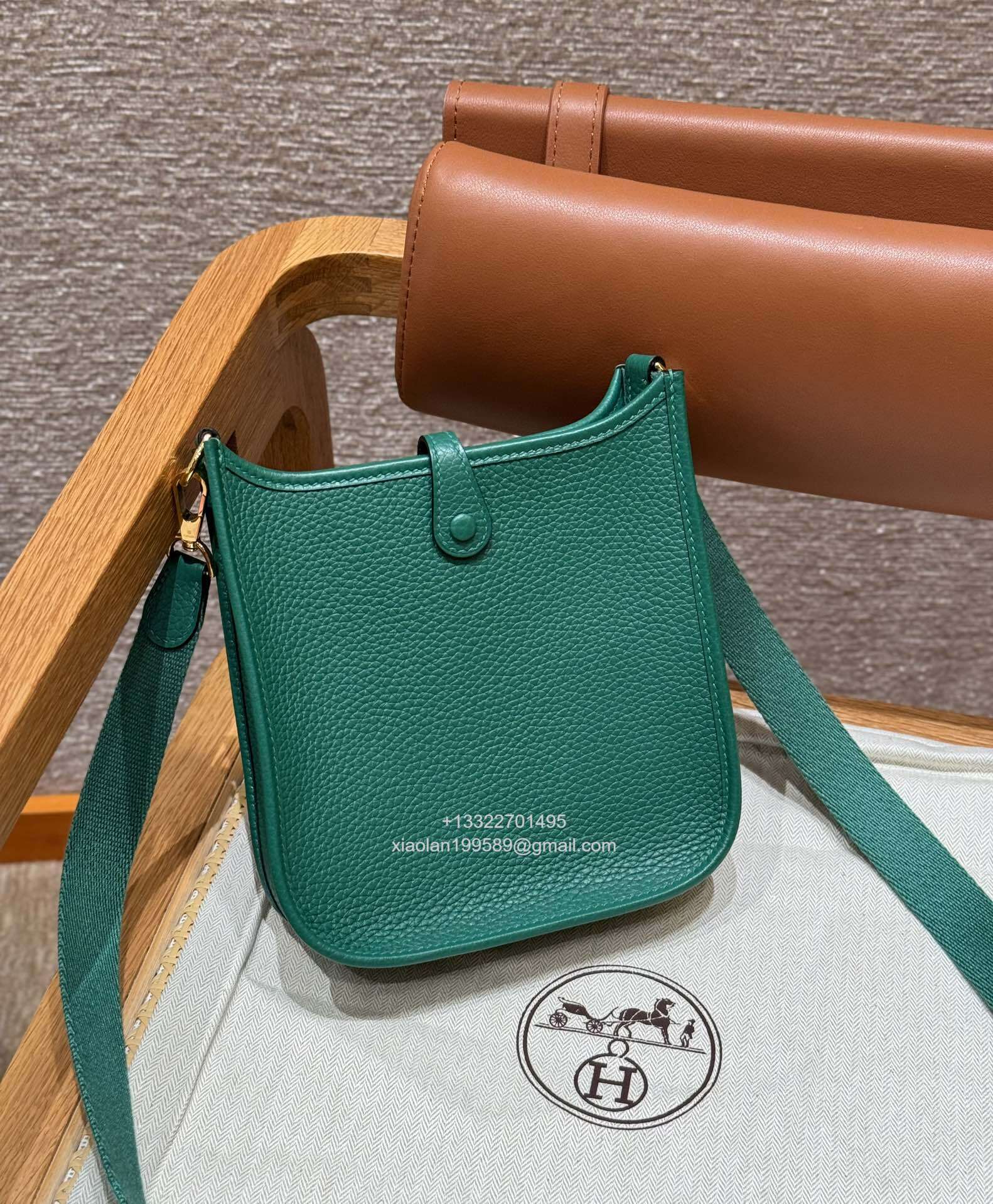 Hermès Evelyne mini Bag in Clemence Leather, Premium Handcrafted Customization-Vert vertigo