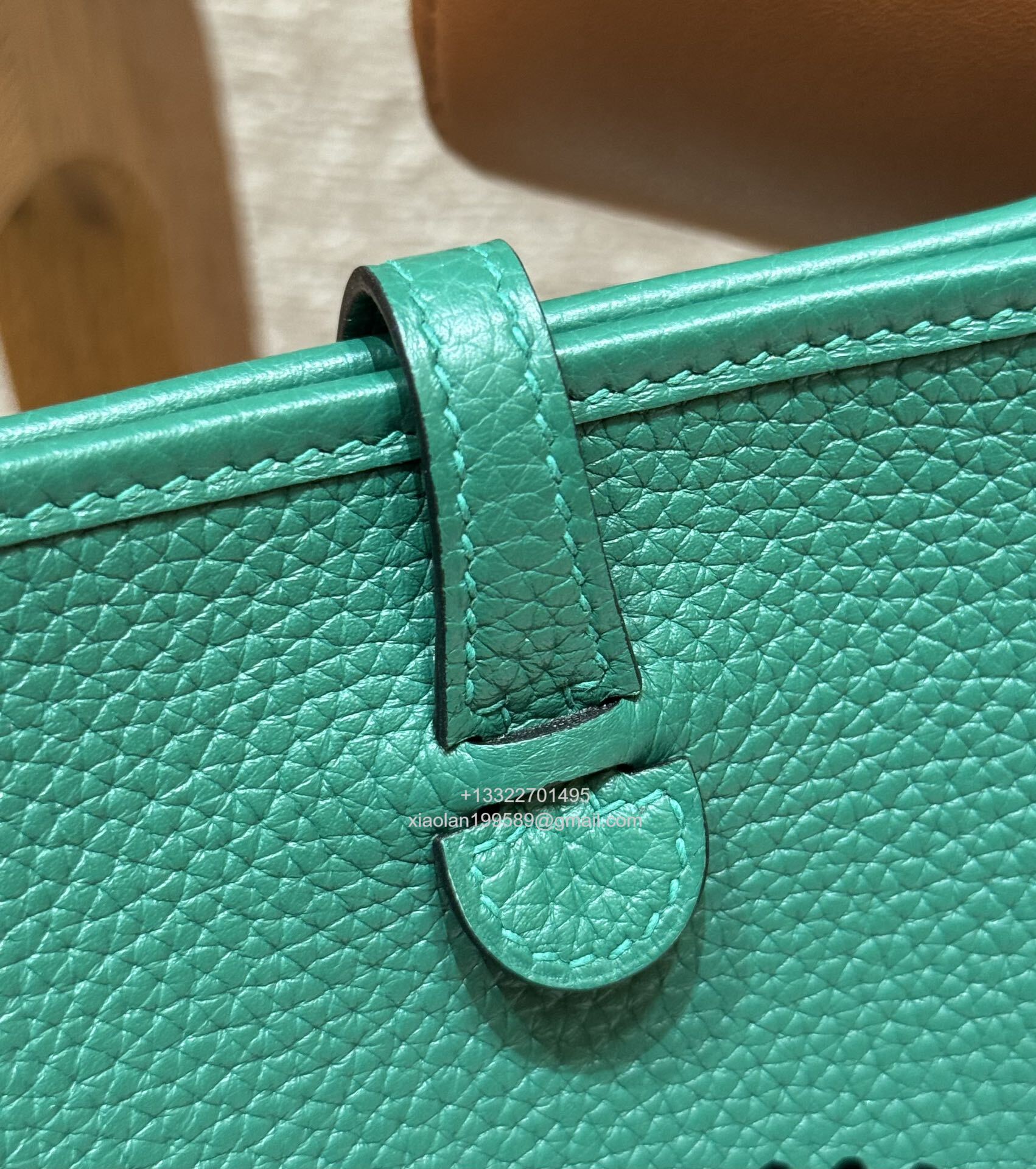 Hermès Evelyne mini Bag in Clemence Leather, Premium Handcrafted Customization-Vert vertigo