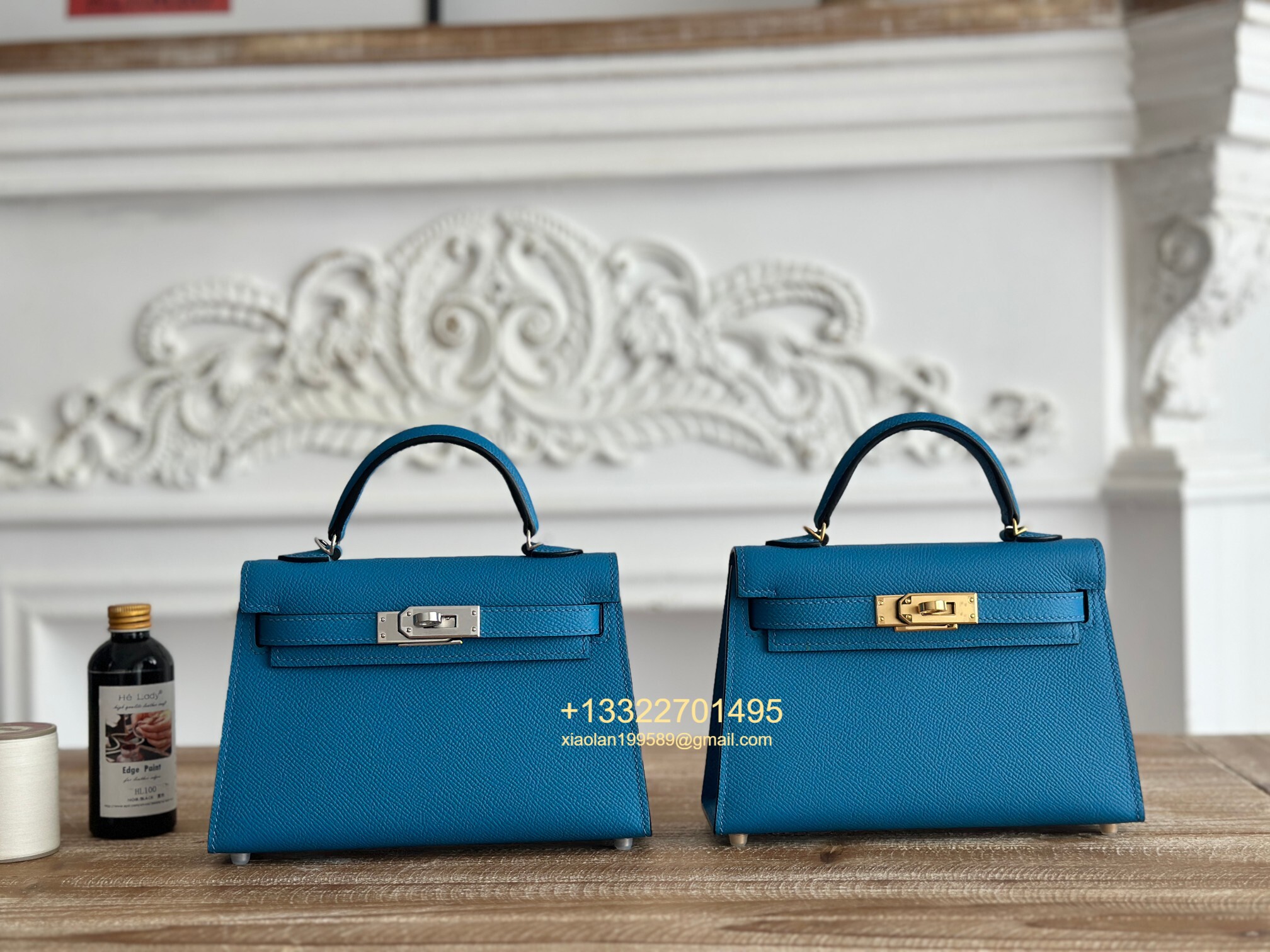 Hermès Epsom Leather Mini Kelly II in Tanzanian Blue Purely Handcrafted with Waxed Thread Stitching, High-End Customization