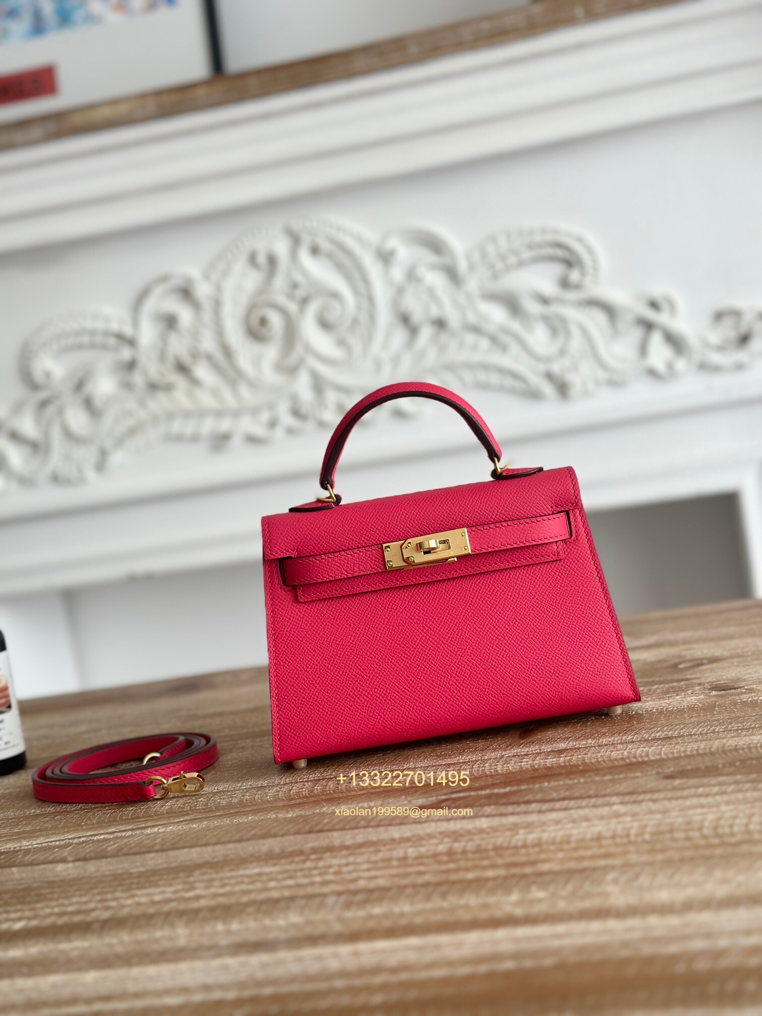 Hermès Epsom Leather Mini Kelly II in Hot Pink Purely Handcrafted with Waxed Thread Stitching, High-End Customization