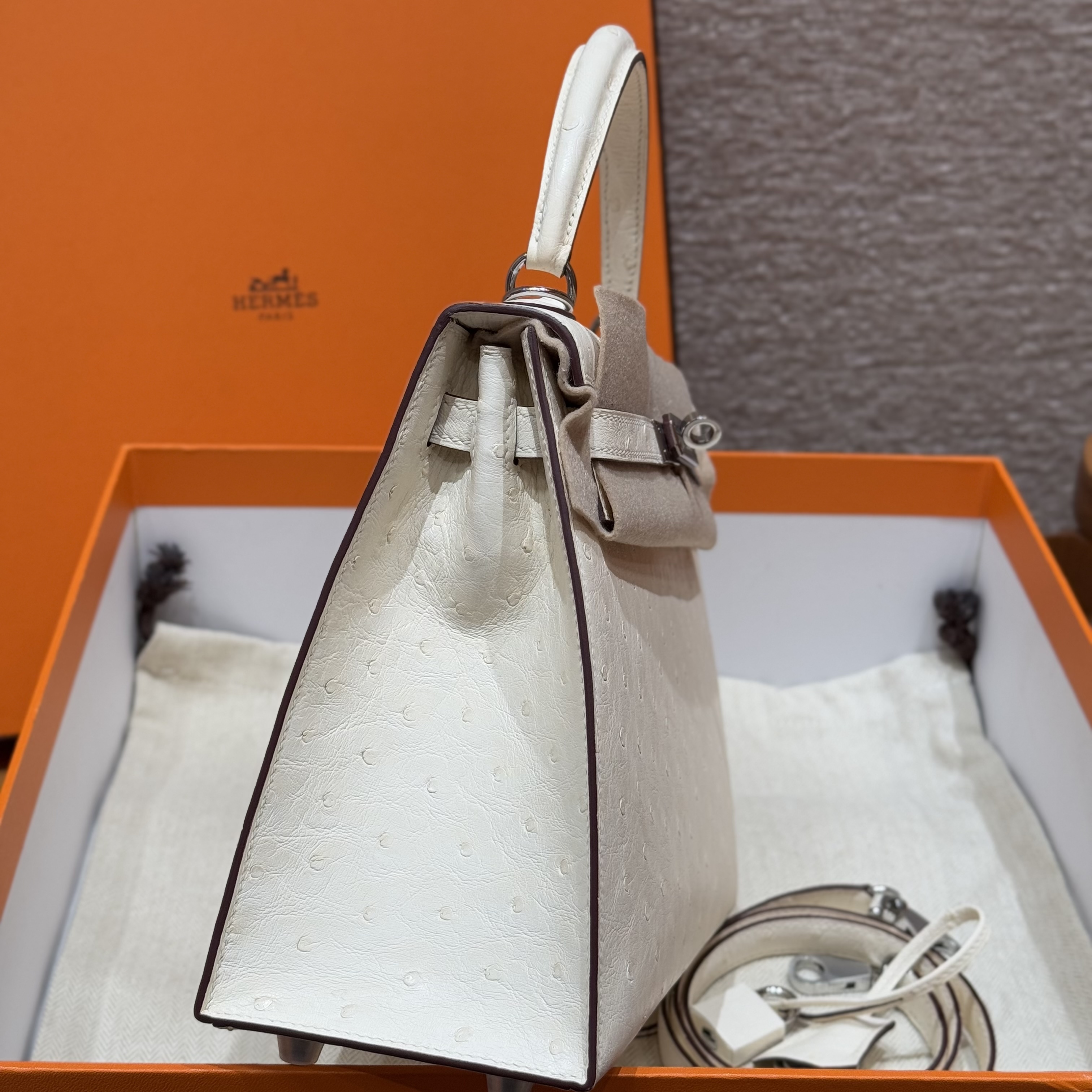 Kelly 25/28/32cm South African KK Ostrich Leather, Premium Fully Handcrafted Exclusive Custom –i2/nata