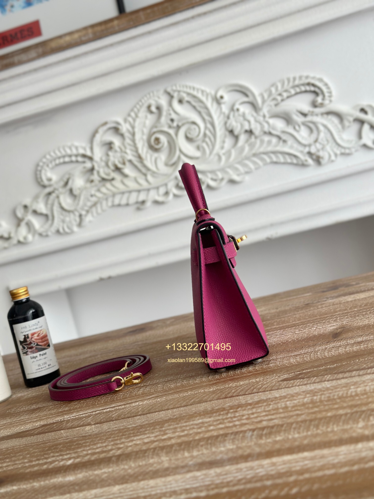 Hermès Epsom Leather Mini Kelly II in Rose Violet Purely Handcrafted with Waxed Thread Stitching, High-End Customization