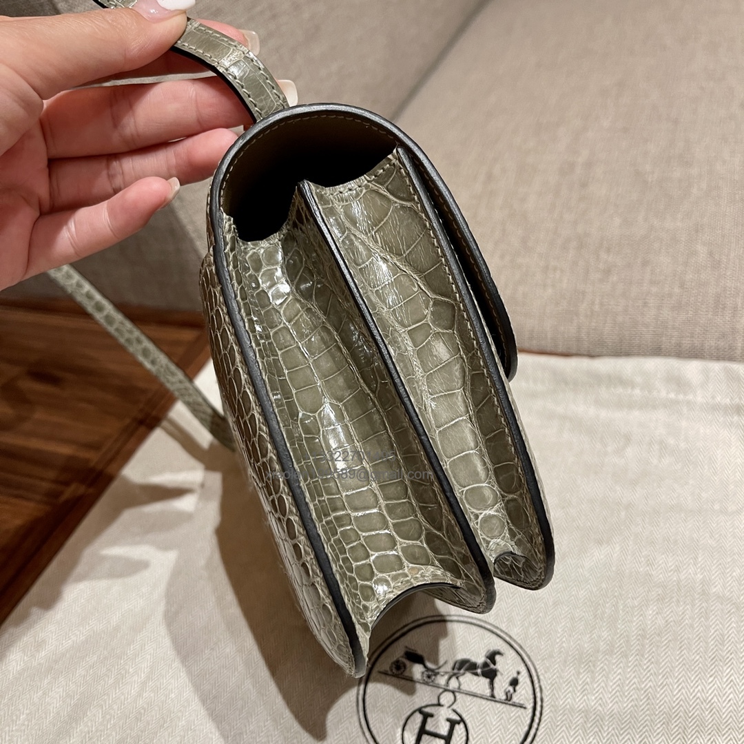 Hermès Constance 18/24cm in Crocodile Leather, Premium Handmade Customization-Taupe