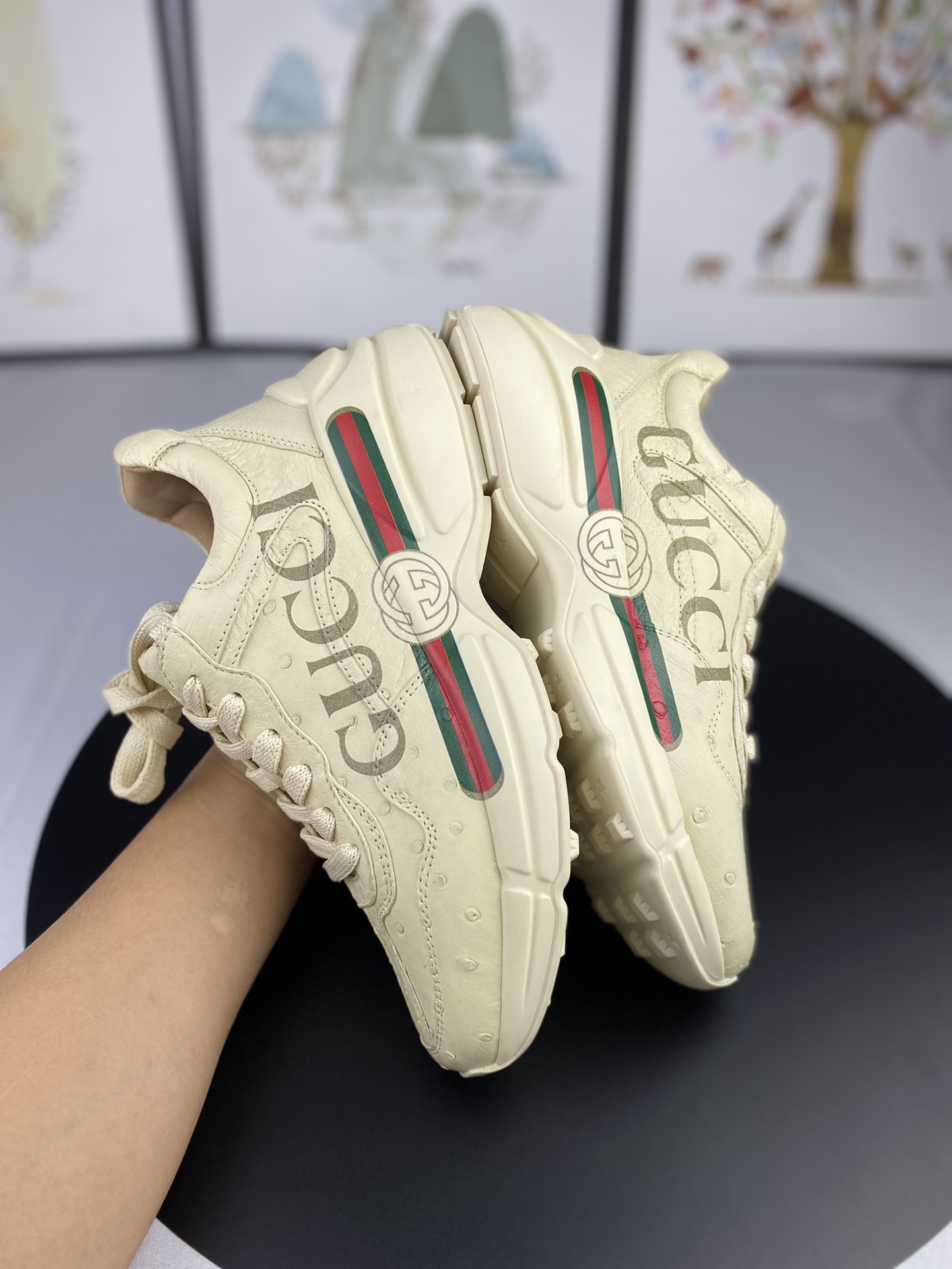 Handcrafted Luxury Private Customization High-Quality Ostrich Leather Sneakers