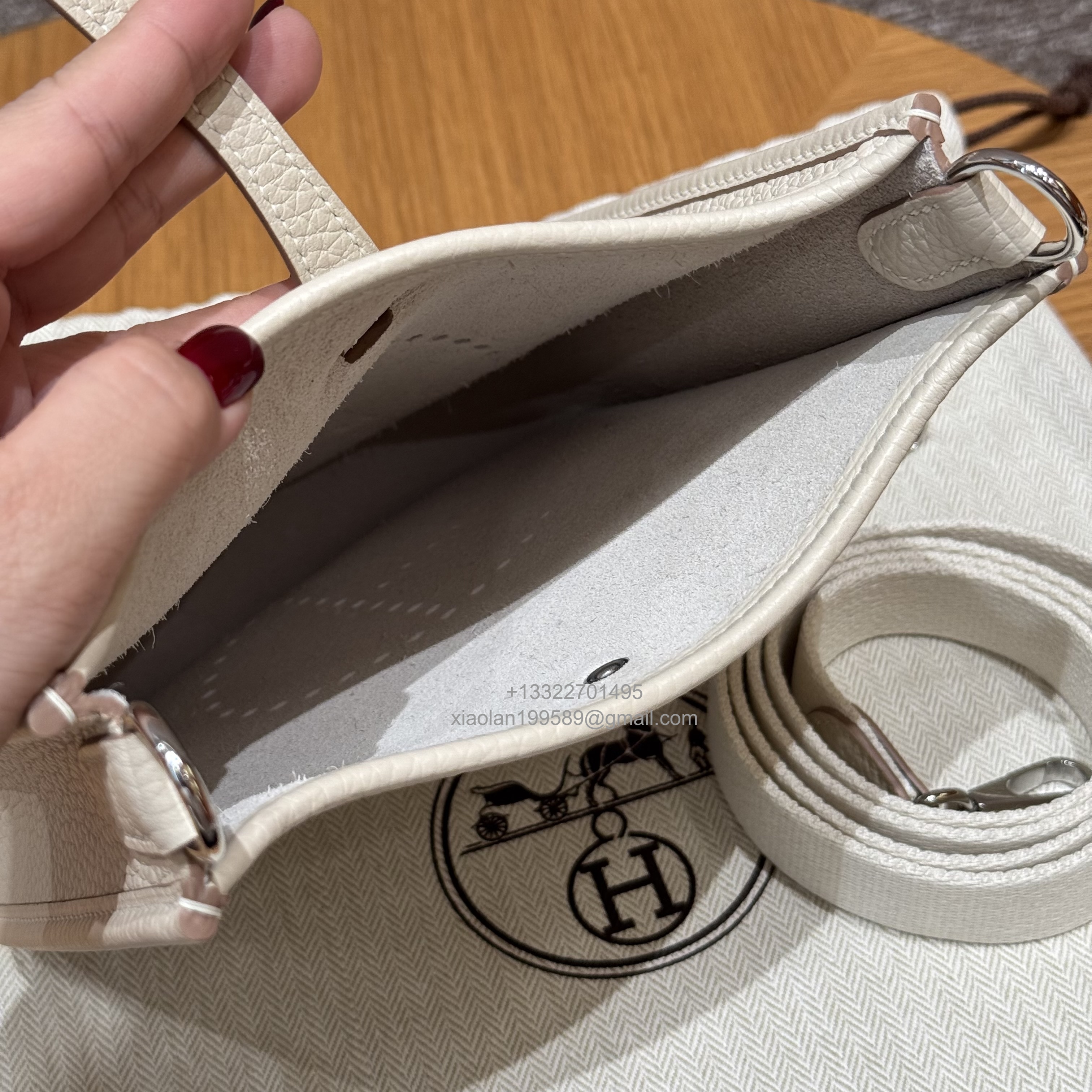 Hermès Evelyne mini Bag in Clemence Leather, Premium Handcrafted Customization-craie