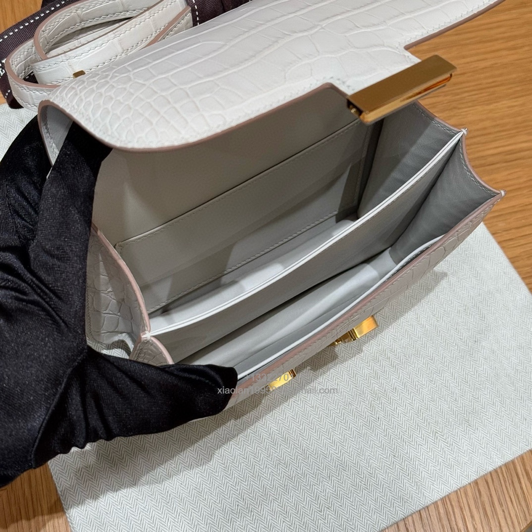 Hermès Constance 18/24cm in Crocodile Leather, Premium Handmade Customization-Concrete Grey