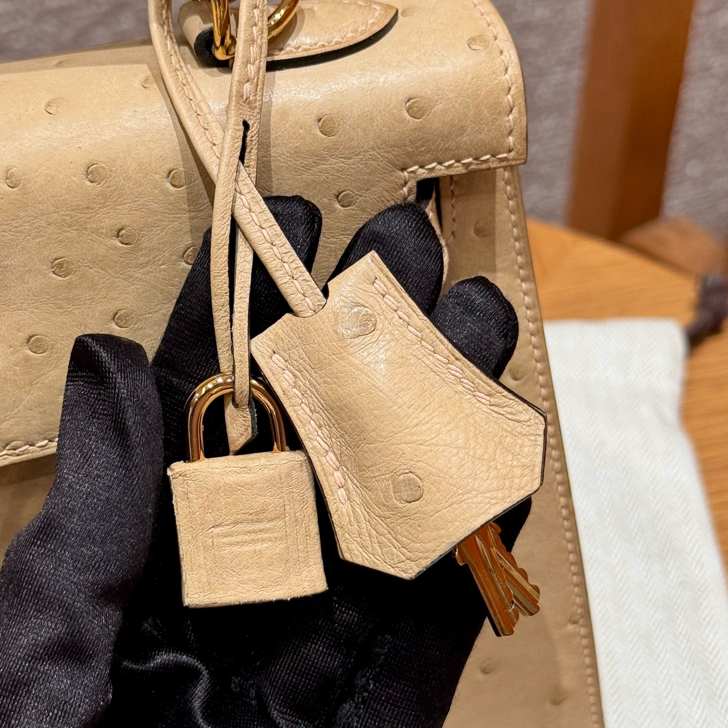 Kelly 25/28/32cm South African KK Ostrich Leather, Premium Fully Handcrafted Exclusive Custom –Chai