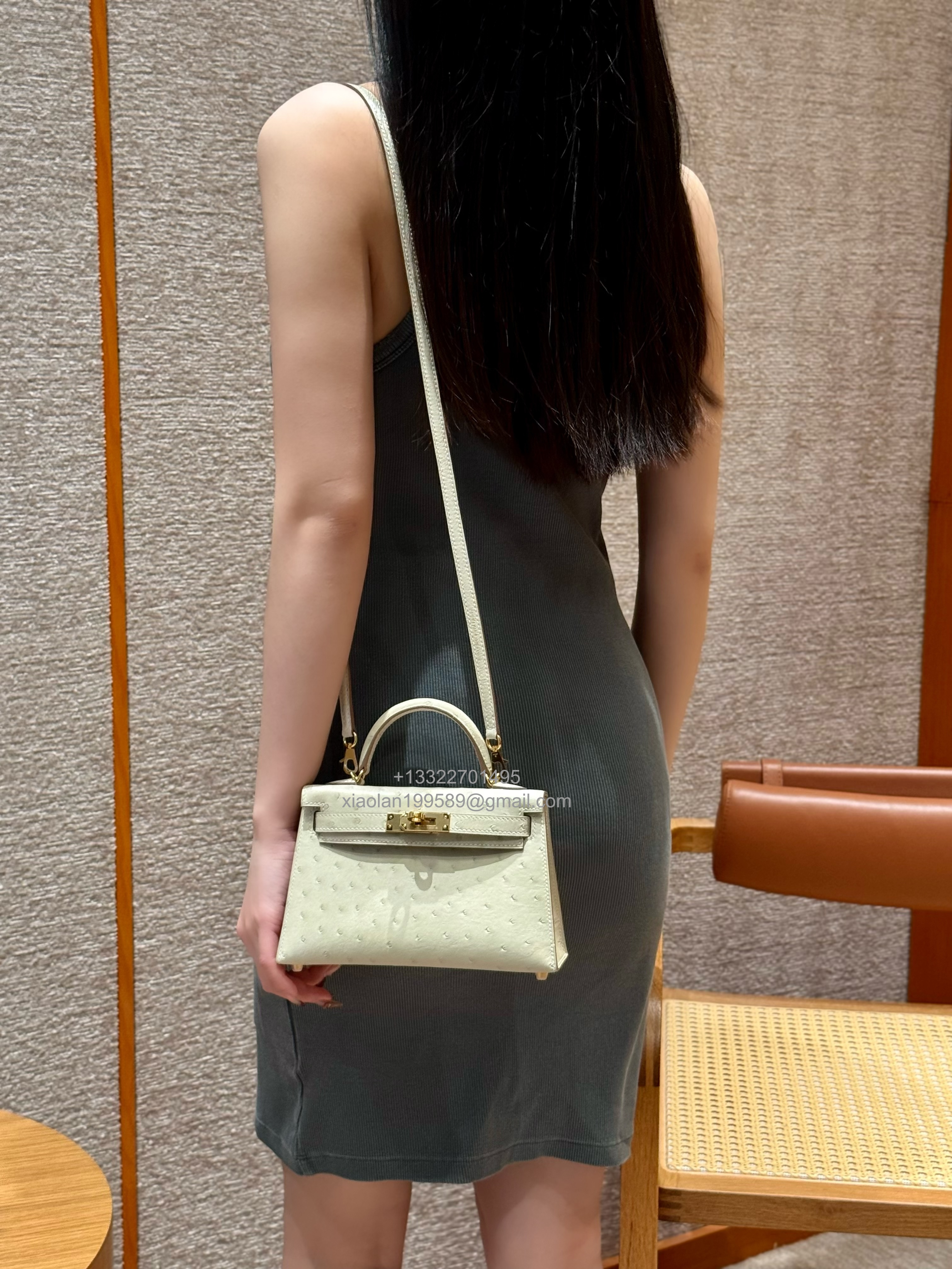 Hermès Mini Kelly Sellier II 20 in Ostrich Leather Beton