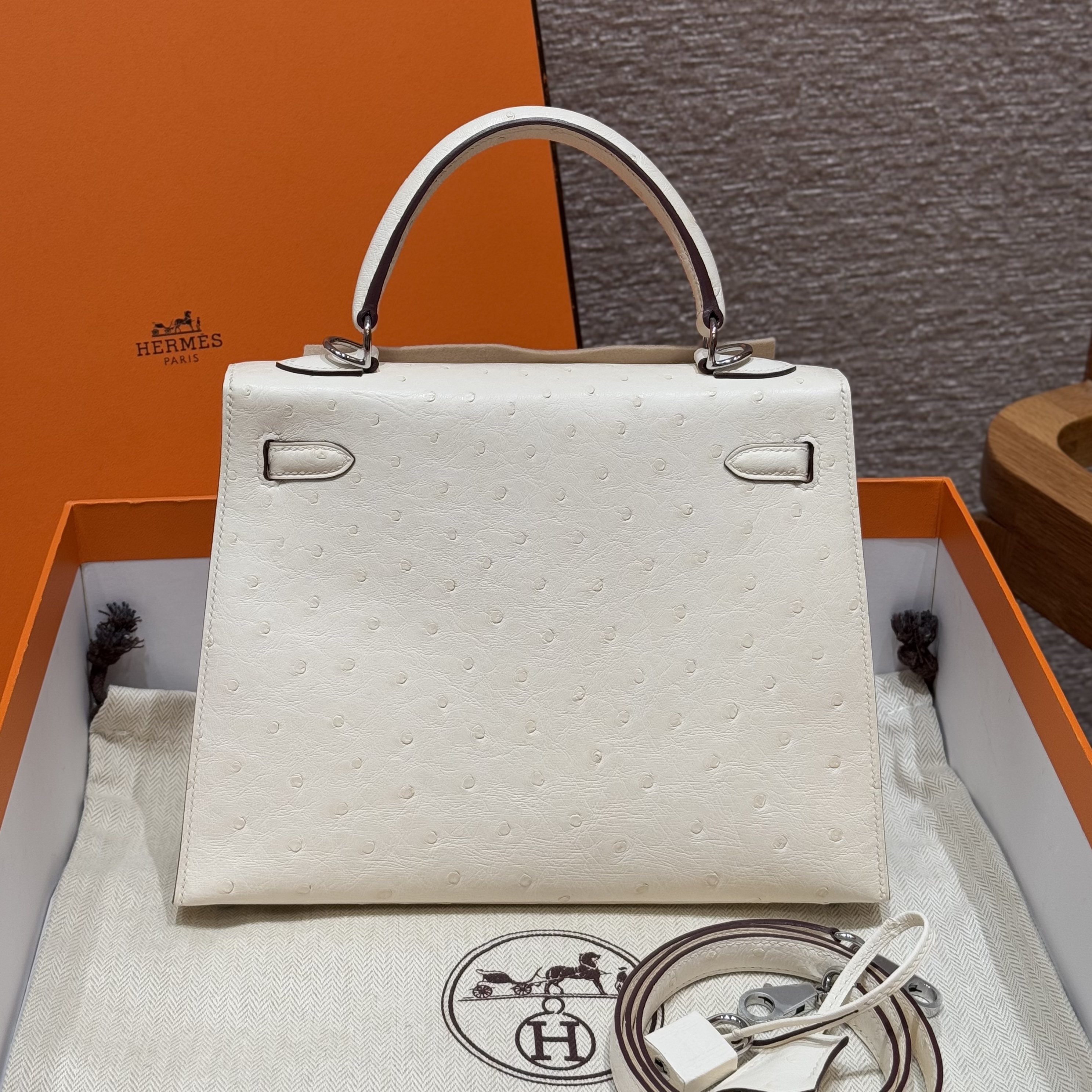 Kelly 25/28/32cm South African KK Ostrich Leather, Premium Fully Handcrafted Exclusive Custom –i2/nata