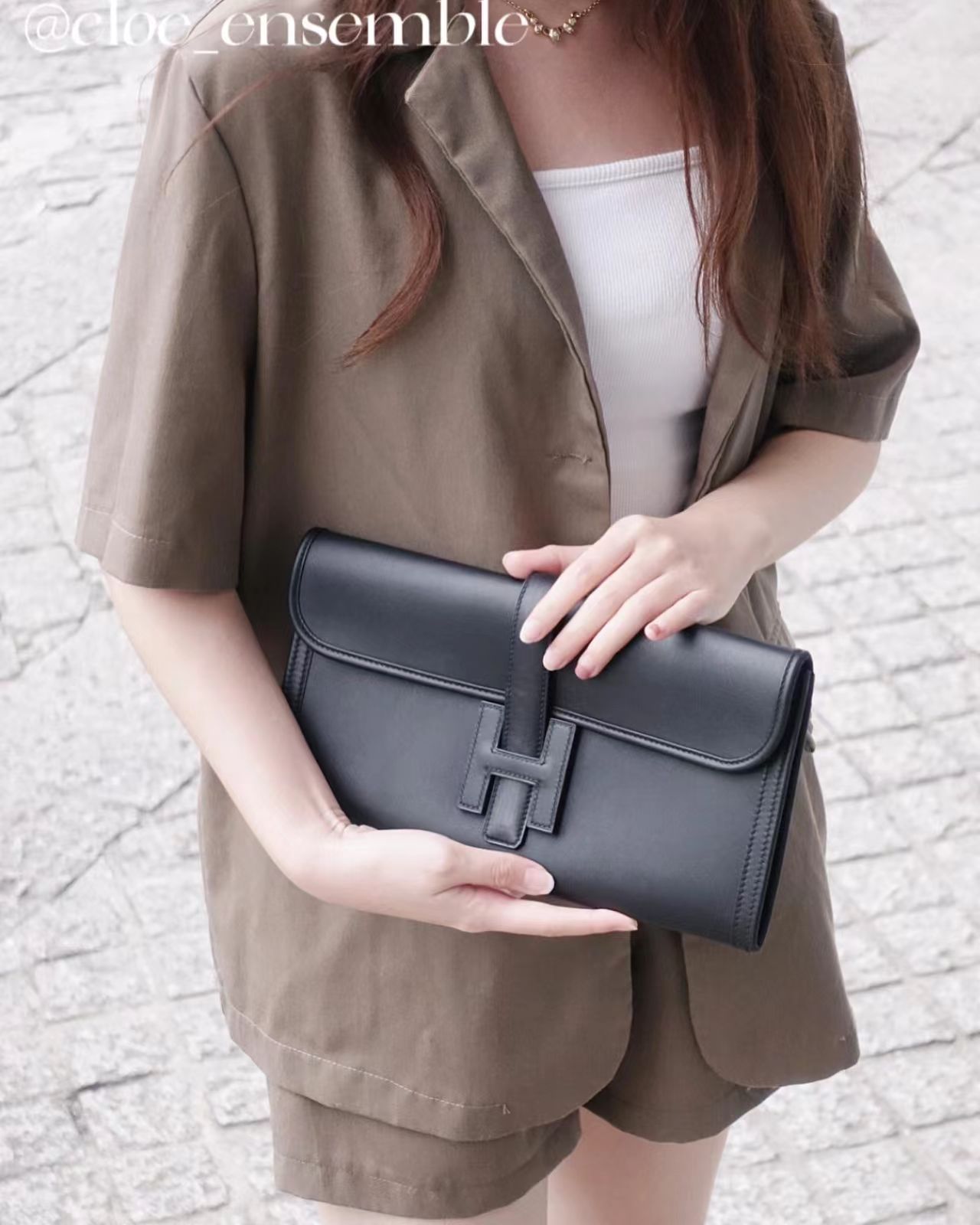 Hermes Jige Elan Clutch 29 in Elephant Grey Swift Leather